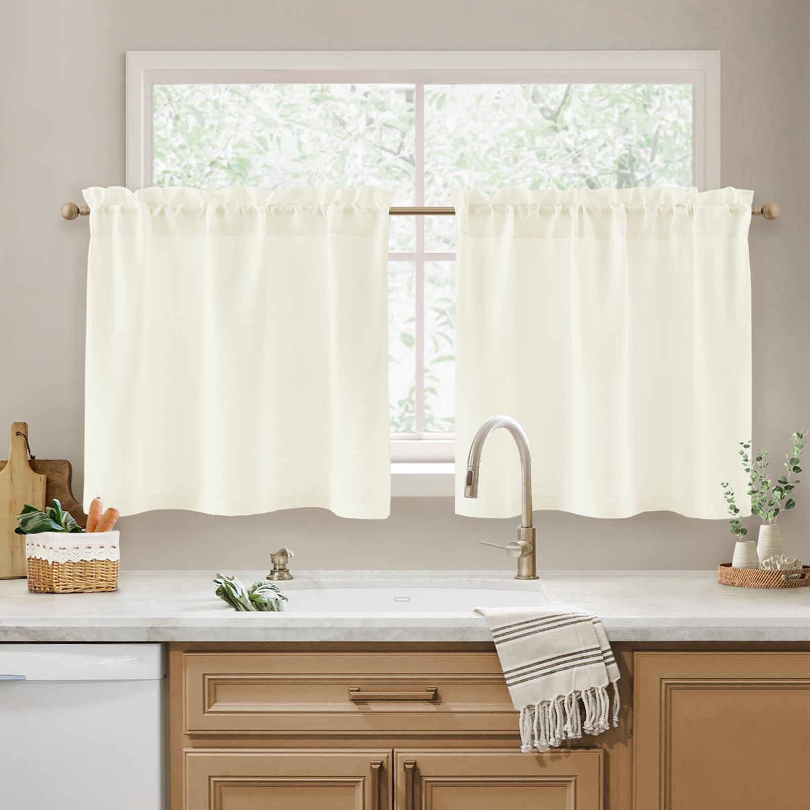 HOMEIDEAS Non-See-Through White Privacy Semi Sheer Curtains 84 Inches Long 2 Panels Set Light Filtering Curtains for Living Room Bedroom Outdoor Drapes, W52xL84