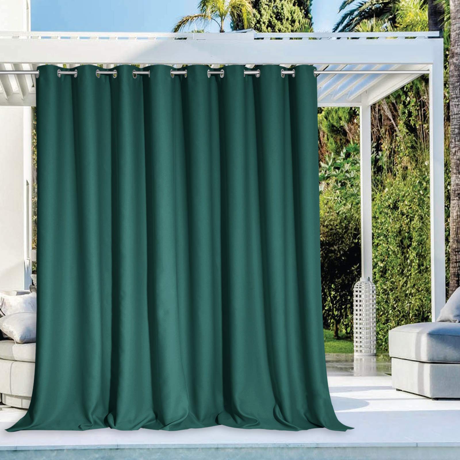 NICETOWN Outdoor Curtains for Patio Waterproof 95" L, Blackout Gazebo Curtain for Pergola/Porch Weatherproof, UV & Privacy Protection Outside Drape, 52" Wide, 1 Panel, Biscotti Beige