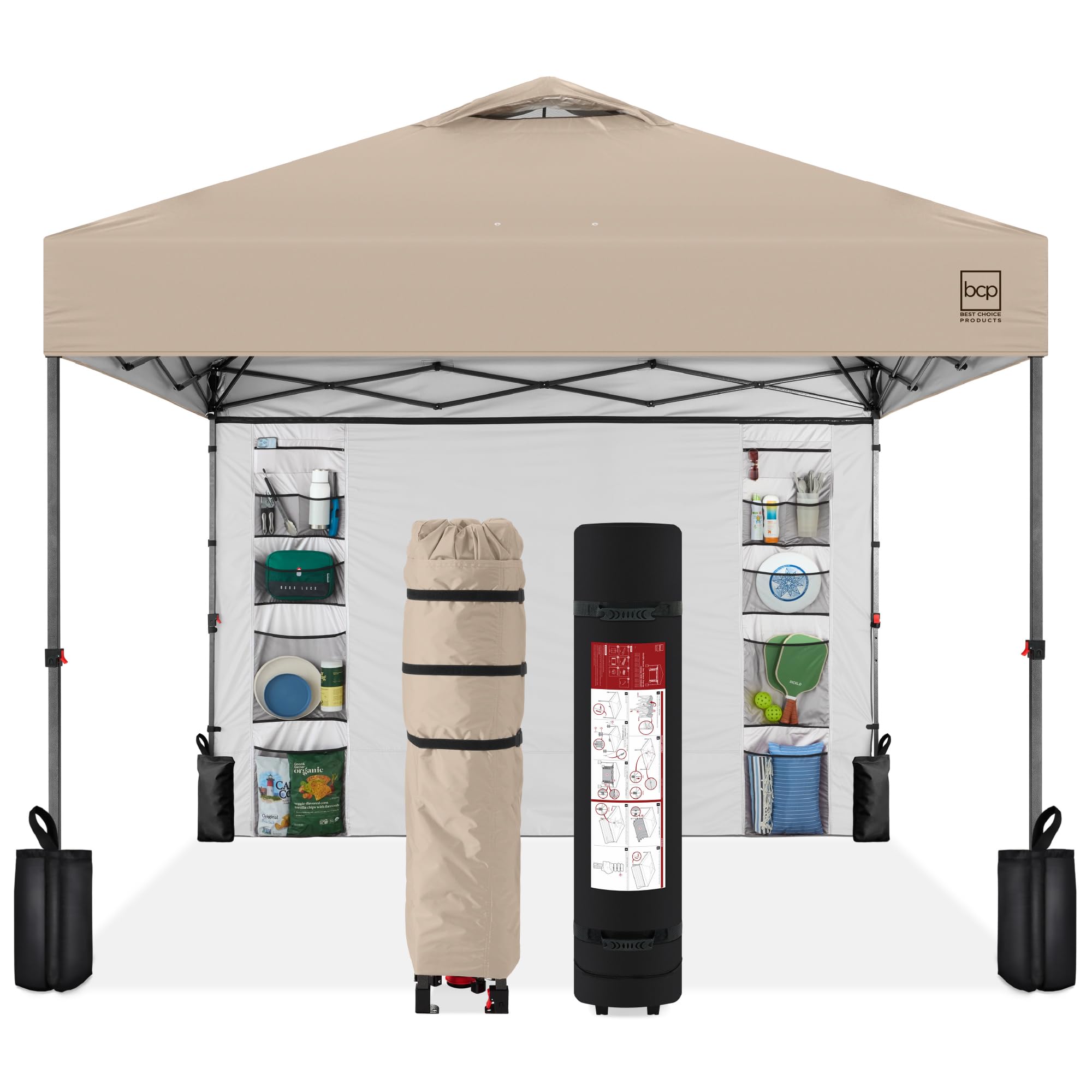 Best Choice Products 10x10ft Pop Up Canopy Tent, Outdoor Shade, 1 Person 1 Minute Set Up, Carry Case, 4 Weight Bags - White