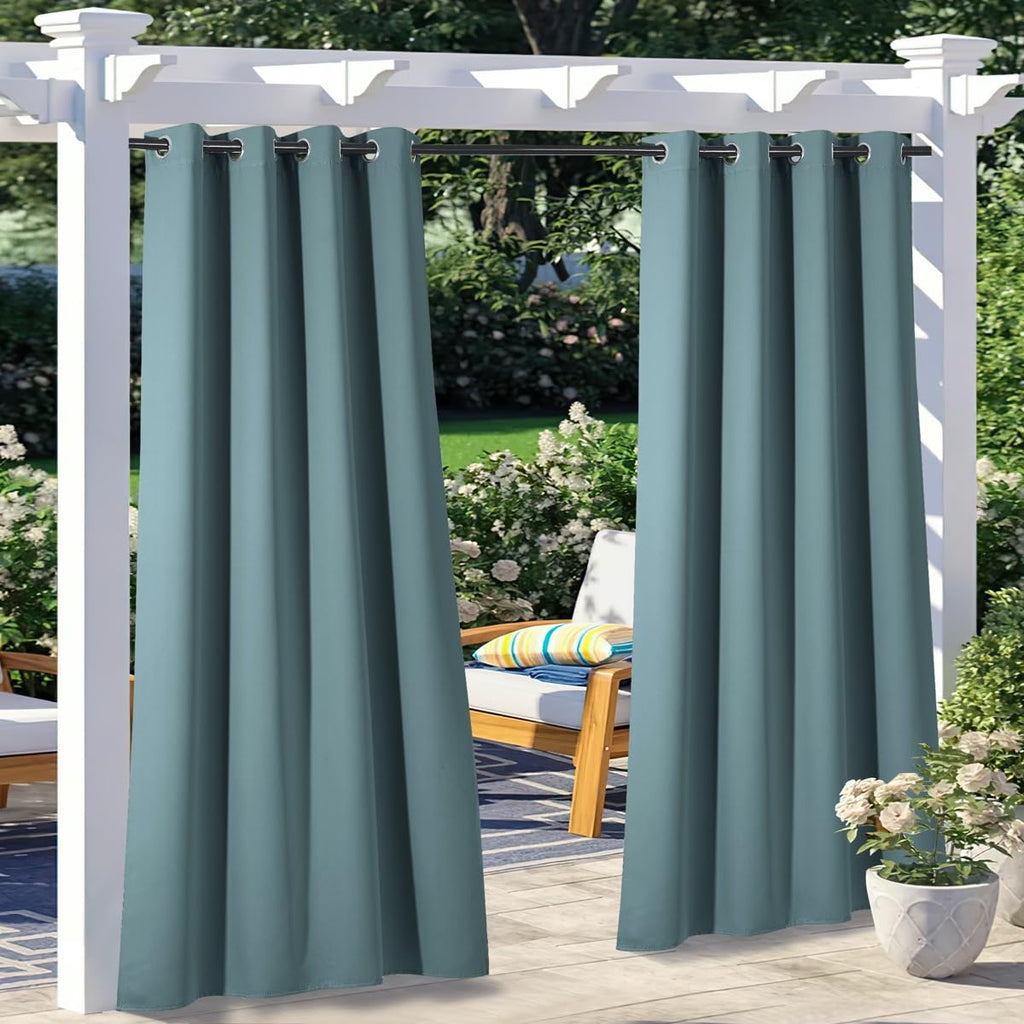 NICETOWN Outdoor Curtains for Patio Waterproof 95" L, Blackout Gazebo Curtain for Pergola/Porch Weatherproof, UV & Privacy Protection Outside Drape, 52" Wide, 1 Panel, Biscotti Beige