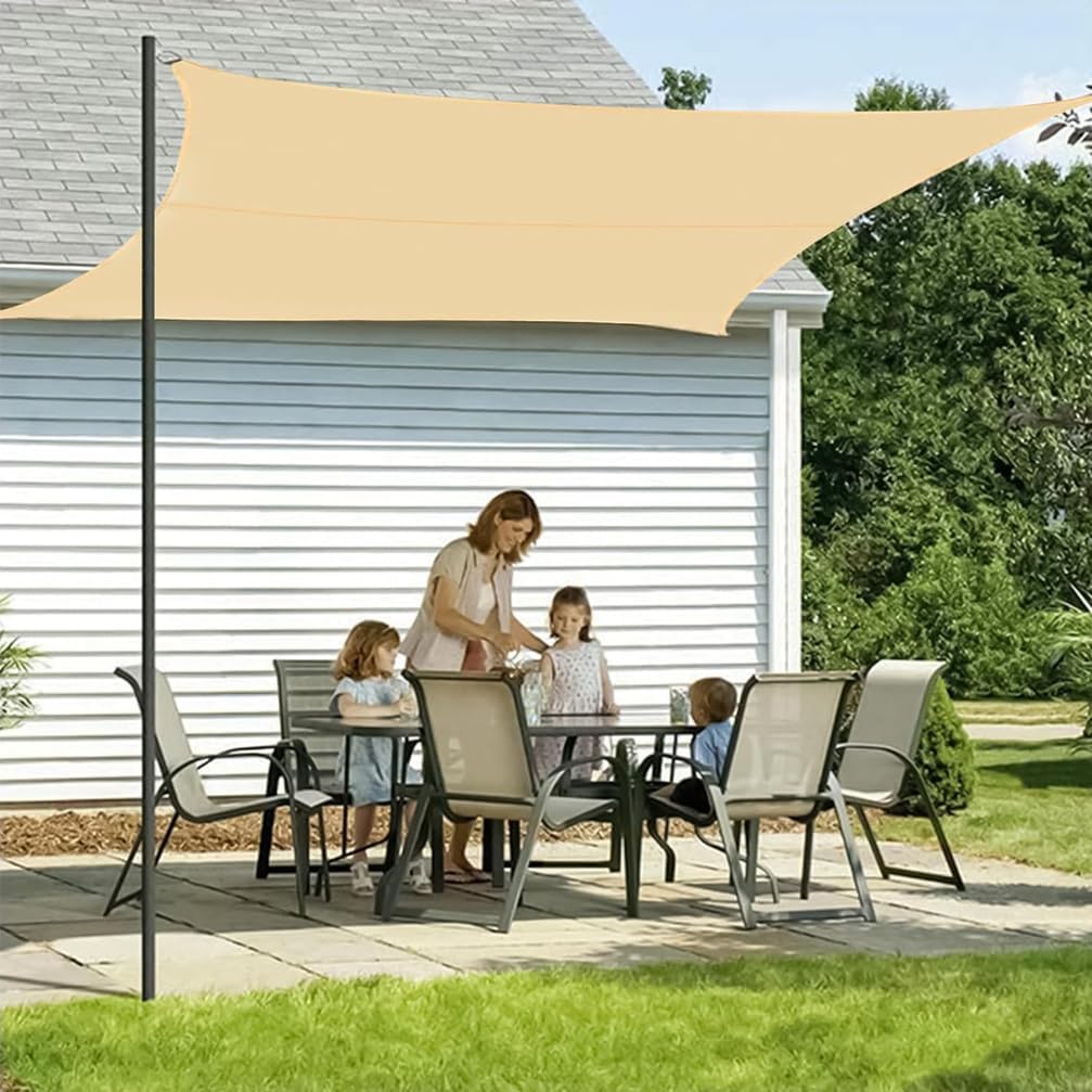 Sun Shade Sail Waterproof Rectangle Block Garden Sunscreen Awning Canopy with Free Rope, Breathable Patio Sail pergola for Outdoor Party,Beige,2m×3m
