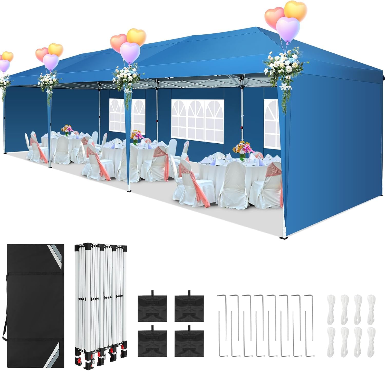 COBIZI 10x20 FT Pop up Canopy Tent with Sidewalls, Party Tents for Parties, Carpas para Fiestas, Easy Set Large Outdoor Popup Patio Gazebo for Backyard,Weddings,Vendor,Commercial Event,White (Upgrade)