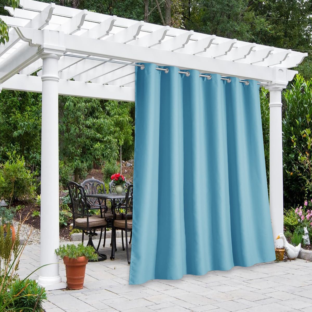 NICETOWN Outdoor Curtains for Patio Waterproof 95" L, Blackout Gazebo Curtain for Pergola/Porch Weatherproof, UV & Privacy Protection Outside Drape, 52" Wide, 1 Panel, Biscotti Beige