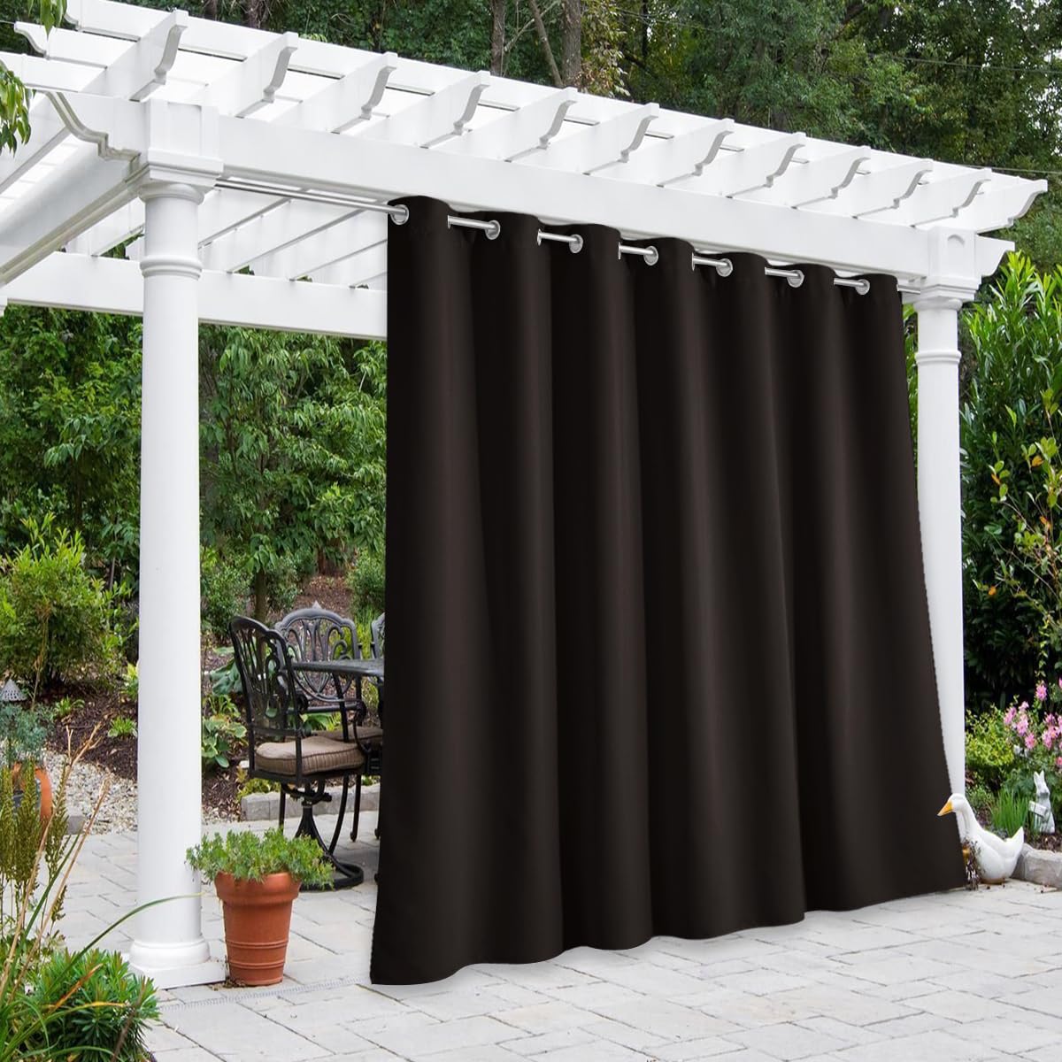 NICETOWN Outdoor Curtains for Patio Waterproof 95" L, Blackout Gazebo Curtain for Pergola/Porch Weatherproof, UV & Privacy Protection Outside Drape, 52" Wide, 1 Panel, Biscotti Beige