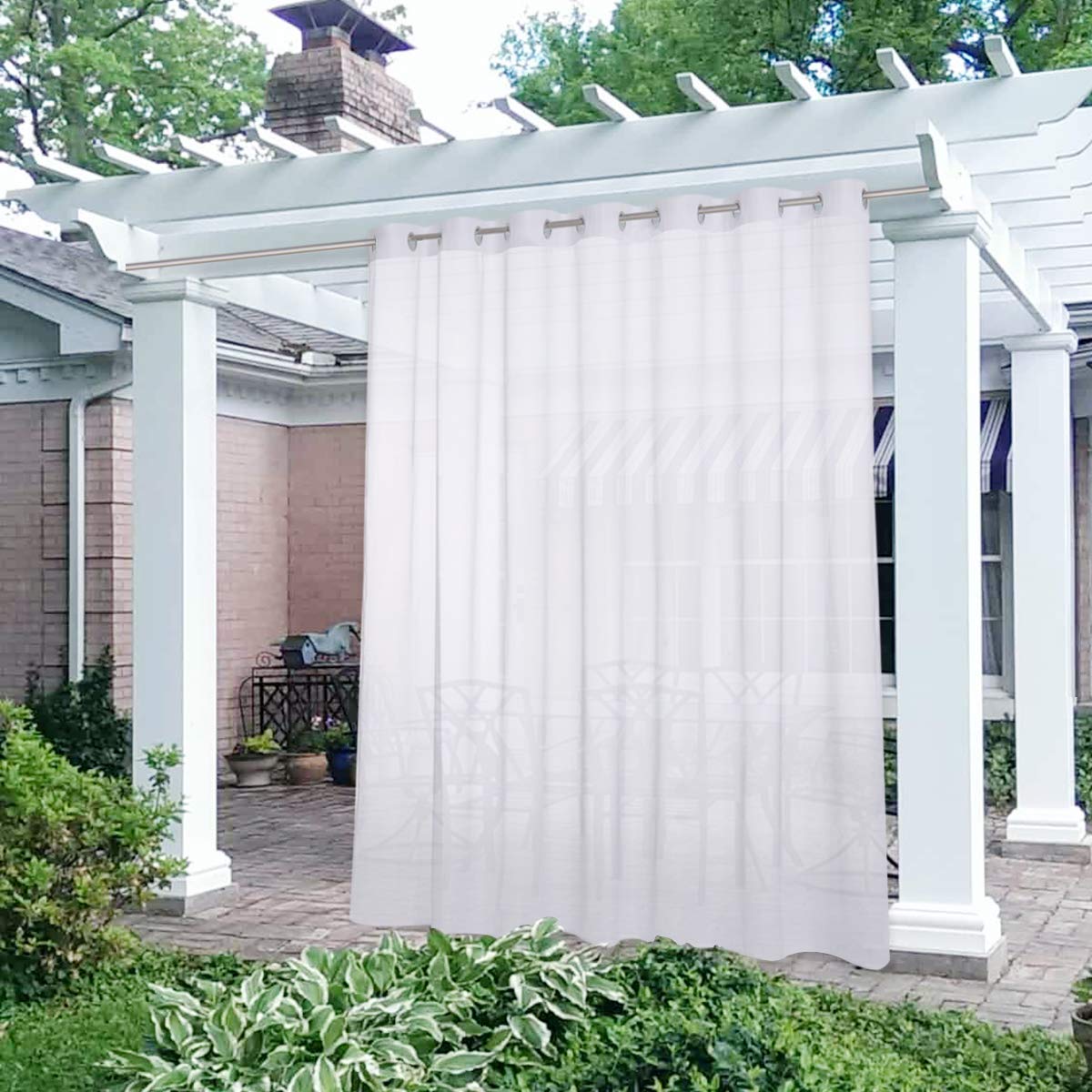 NICETOWN 2 Panels Voile Sheer Patio Outdoor Curtains 108" L Waterproof, Rustproof Grommet Light Filtering Indoor Outdoor Sheer Curtain Drapes for Cabana/Arbor, Ivory, W54 x L108