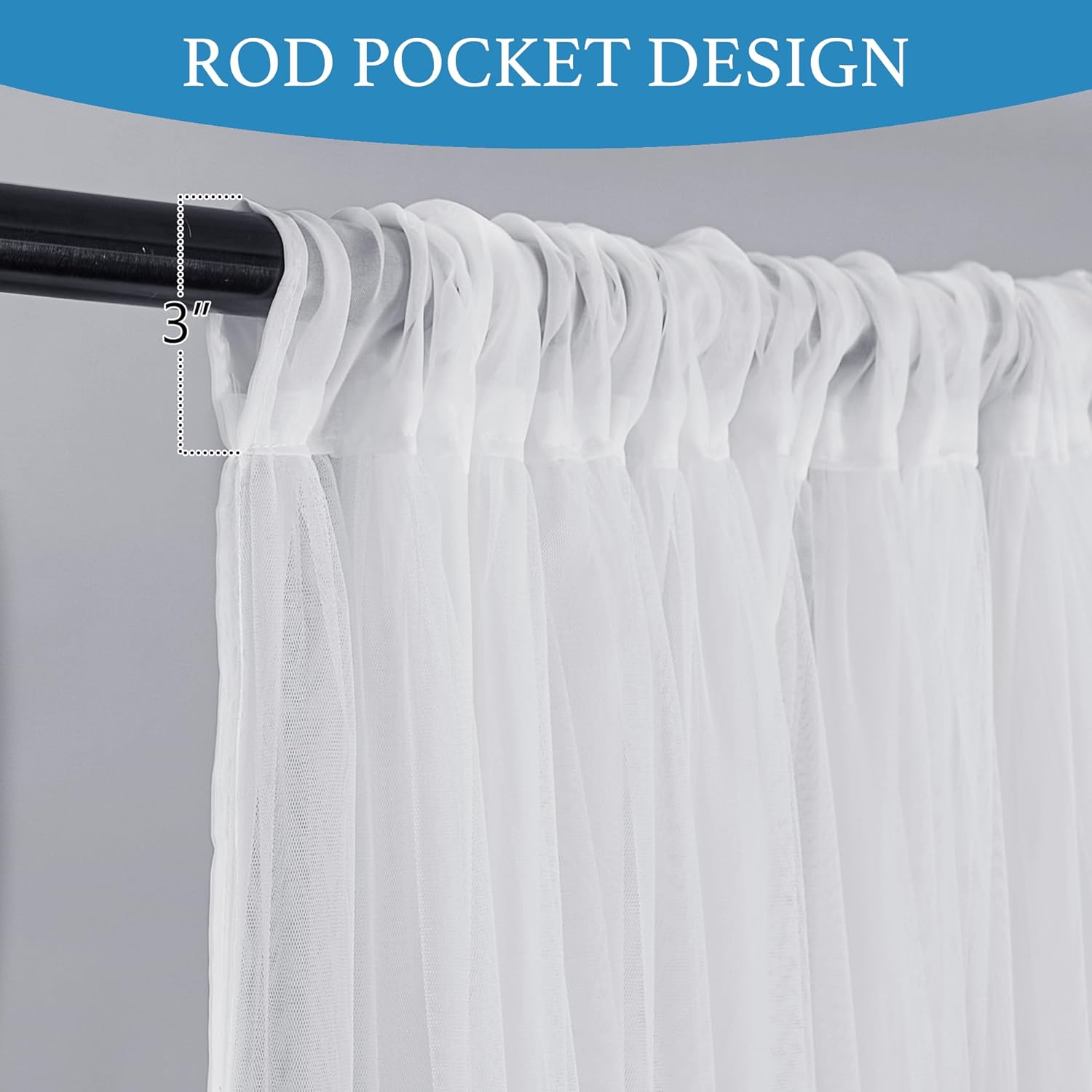 RYB HOME 2 Layers White Outdoor Sheer Curtains for Patio Waterproof, Privacy Added Voile Sheer Light Filtering Outdoor Decor Indoor Curtains for Porch Pergola Living Room, W54 x L84, White, 2 Panels