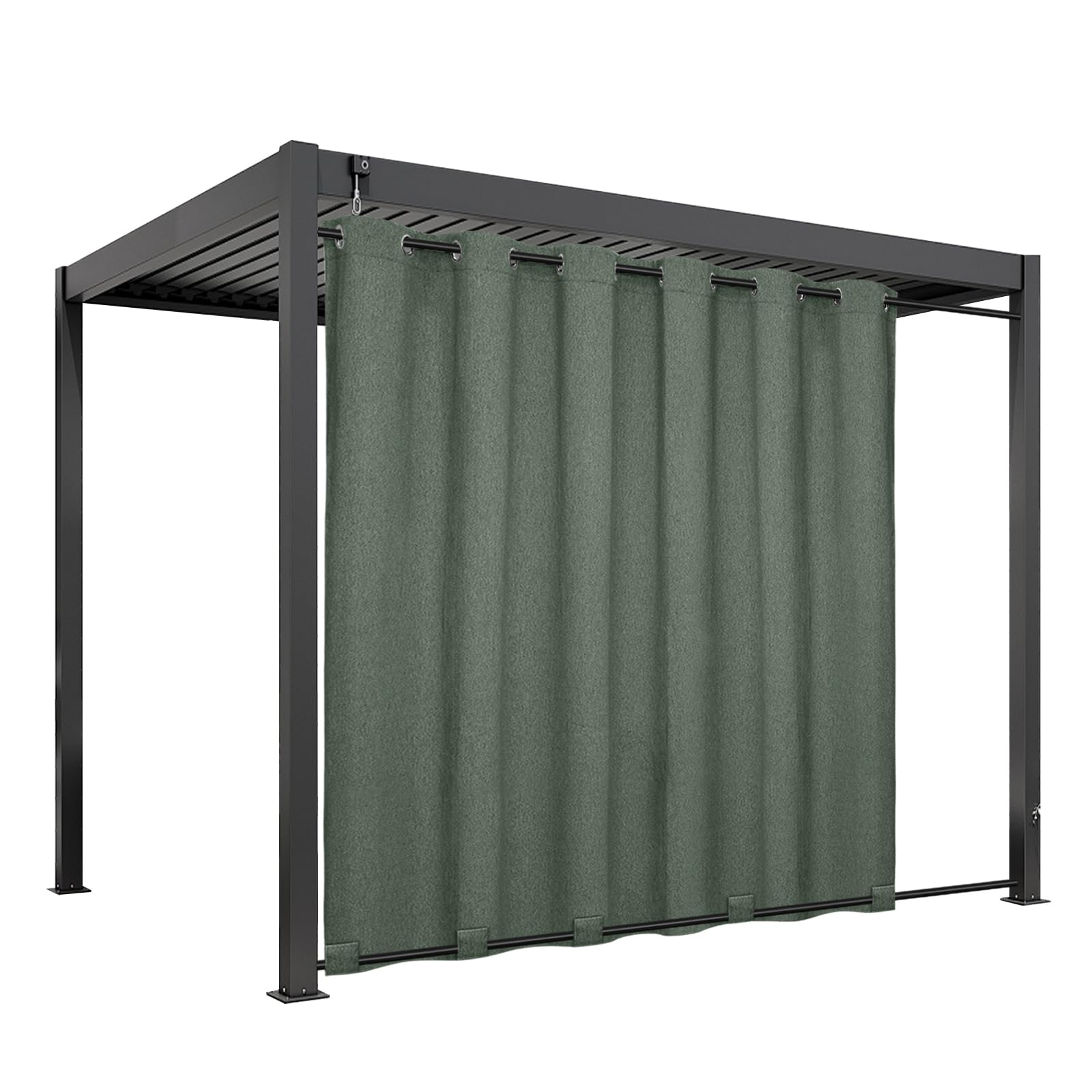 Easy-Going Linen Look Outdoor Curtains Waterproof Windproof Porch Curtains, Soft Thicken Outdoor Privacy Curtains for Patio, Gazebo, Grommet Top and Tab Bottom Drape, 1 Panel, 54x84 inch, White