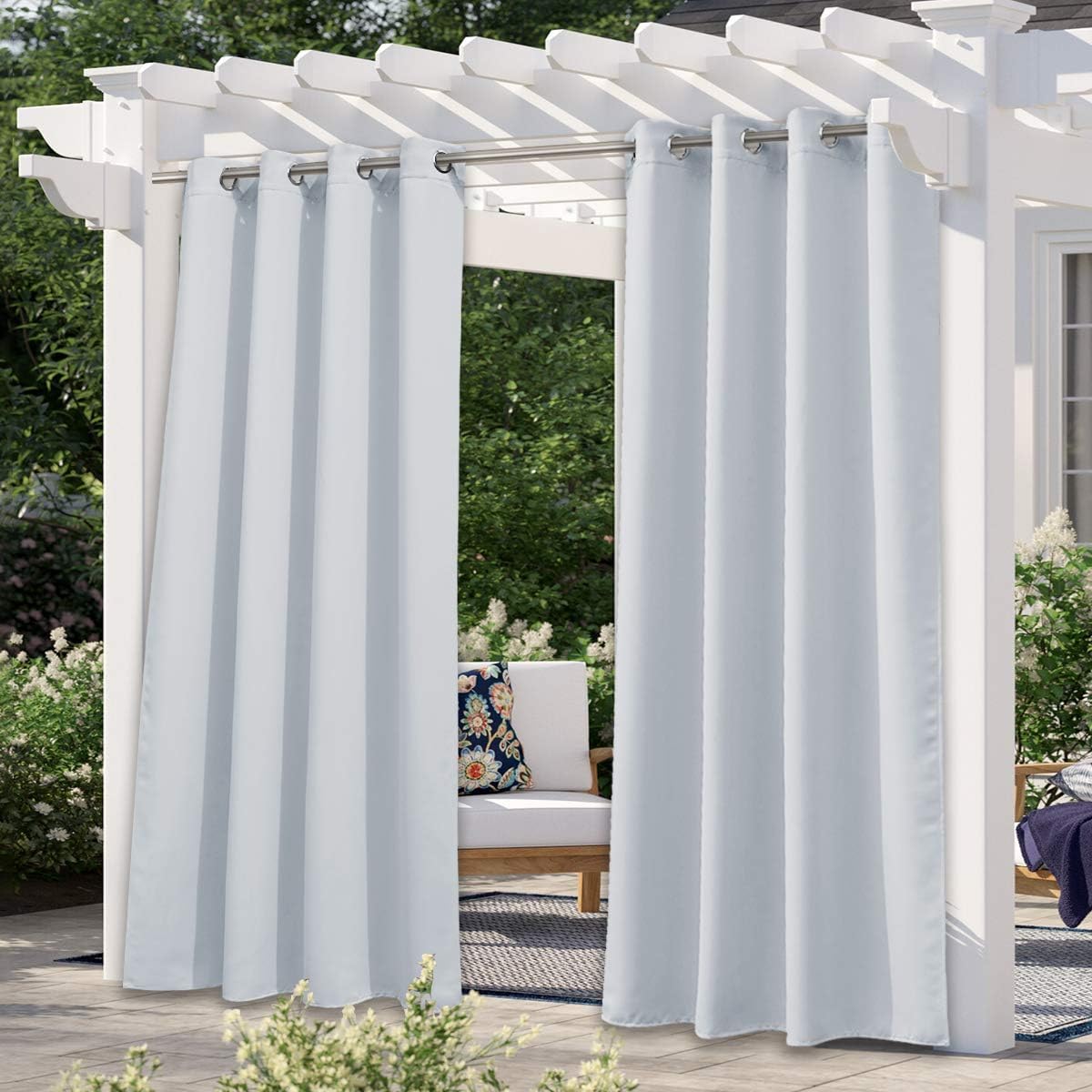 NICETOWN Outdoor Curtains for Patio Waterproof 95" L, Blackout Gazebo Curtain for Pergola/Porch Weatherproof, UV & Privacy Protection Outside Drape, 52" Wide, 1 Panel, Biscotti Beige