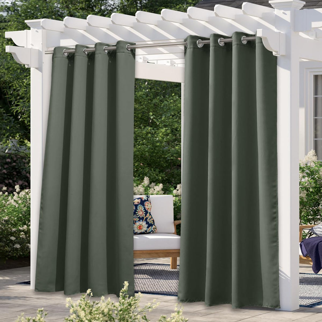 NICETOWN Outdoor Curtains for Patio Waterproof 95" L, Blackout Gazebo Curtain for Pergola/Porch Weatherproof, UV & Privacy Protection Outside Drape, 52" Wide, 1 Panel, Biscotti Beige