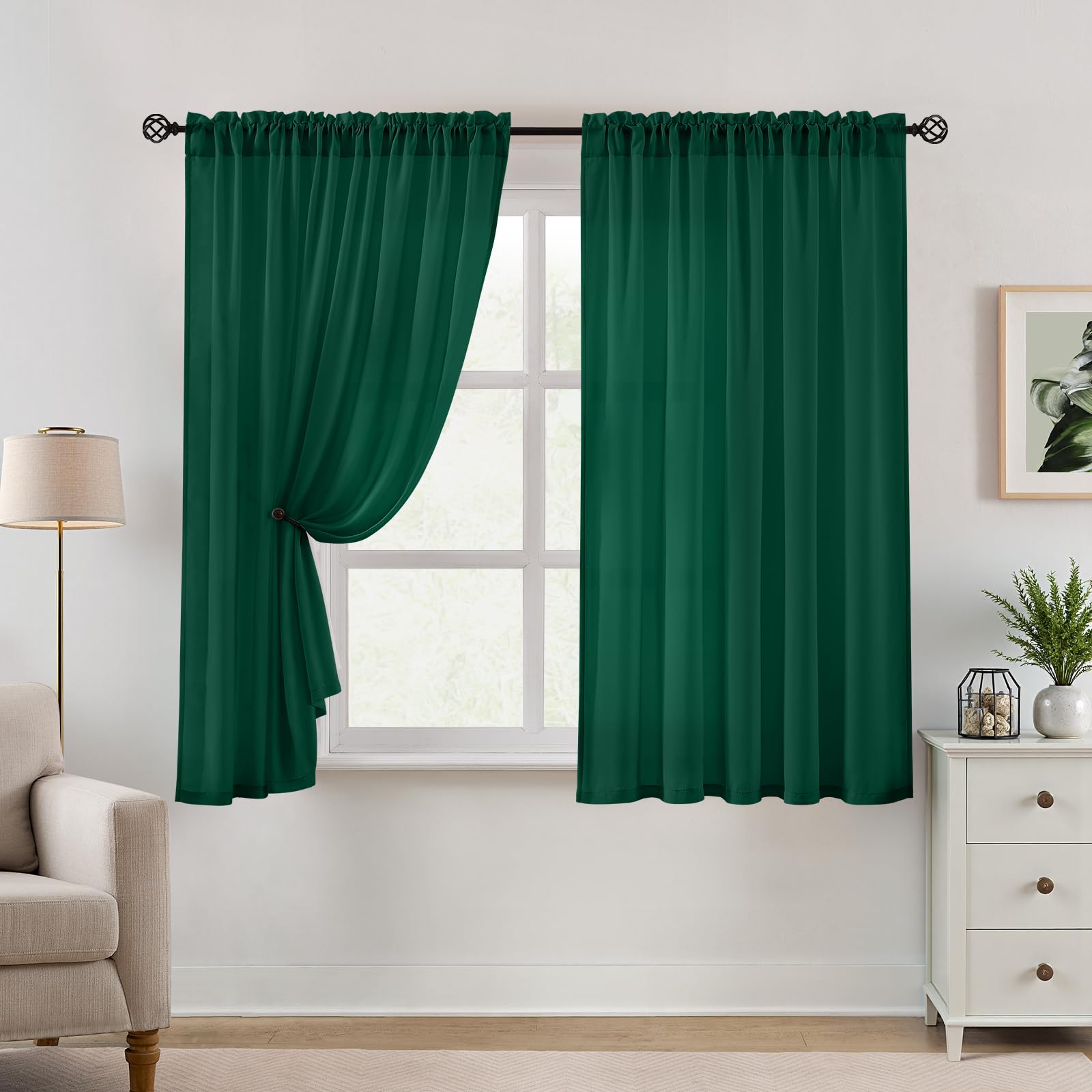 HOMEIDEAS Non-See-Through White Privacy Semi Sheer Curtains 84 Inches Long 2 Panels Set Light Filtering Curtains for Living Room Bedroom Outdoor Drapes, W52xL84