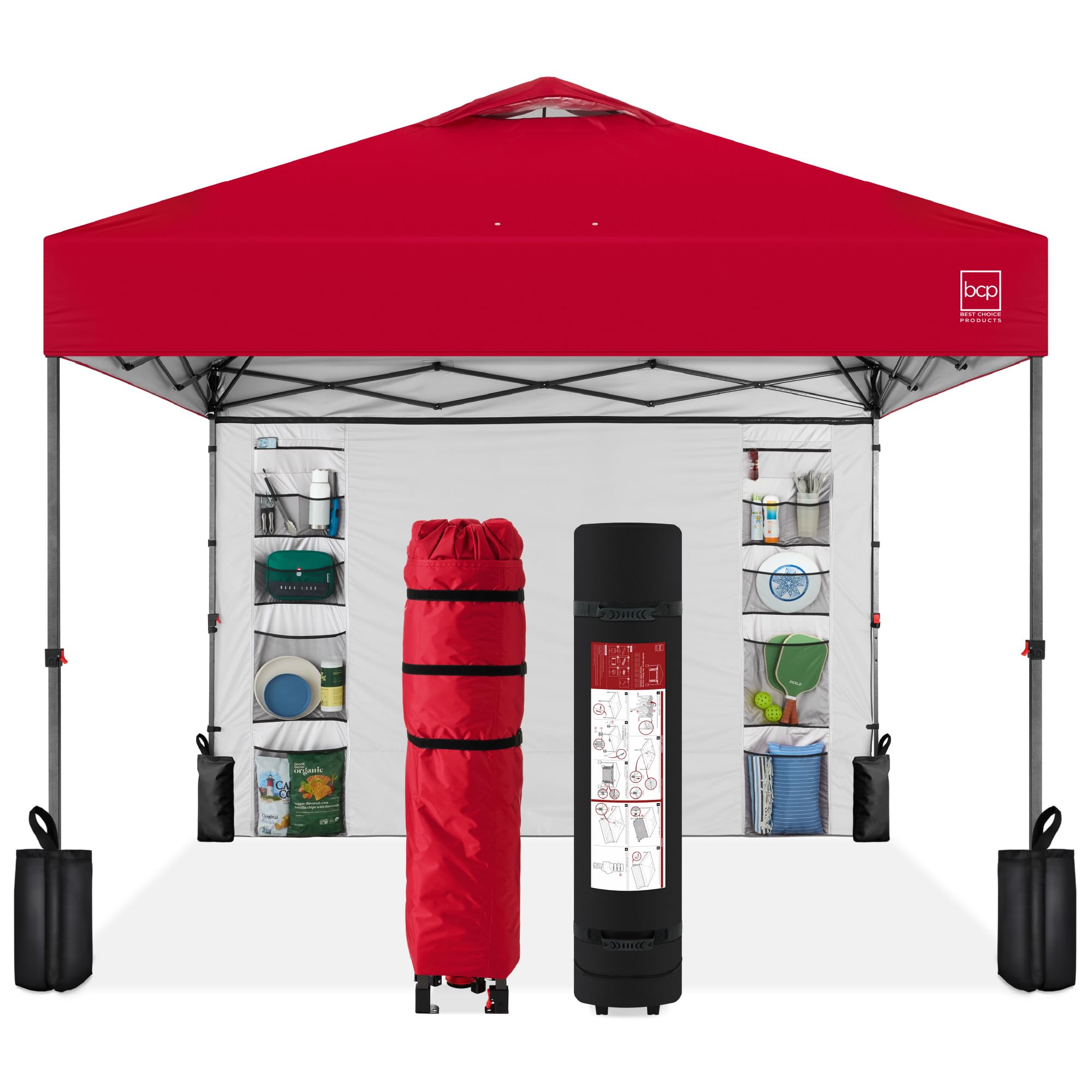 Best Choice Products 10x10ft Pop Up Canopy Tent, Outdoor Shade, 1 Person 1 Minute Set Up, Carry Case, 4 Weight Bags - White