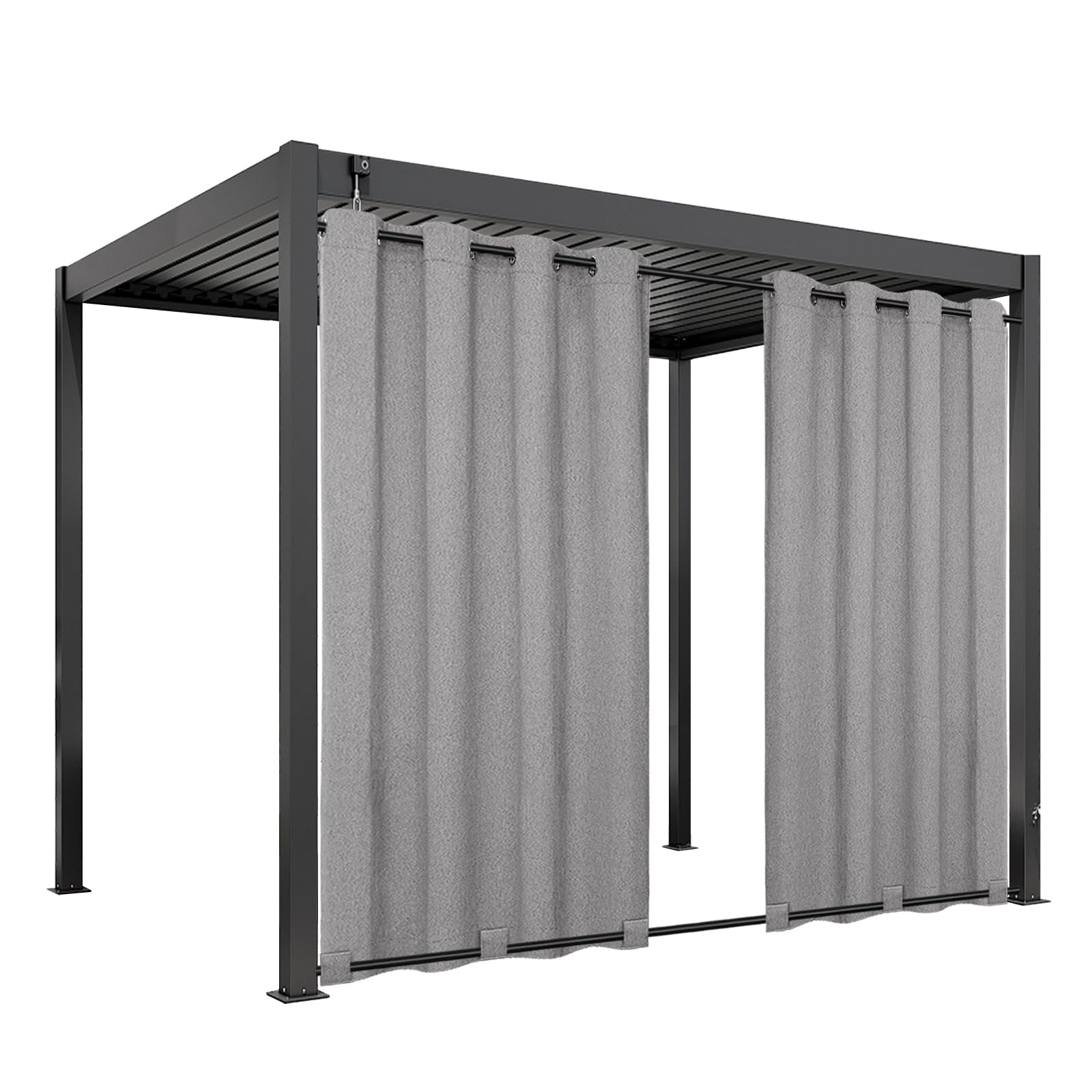 Easy-Going Linen Look Outdoor Curtains Waterproof Windproof Porch Curtains, Soft Thicken Outdoor Privacy Curtains for Patio, Gazebo, Grommet Top and Tab Bottom Drape, 1 Panel, 54x84 inch, White