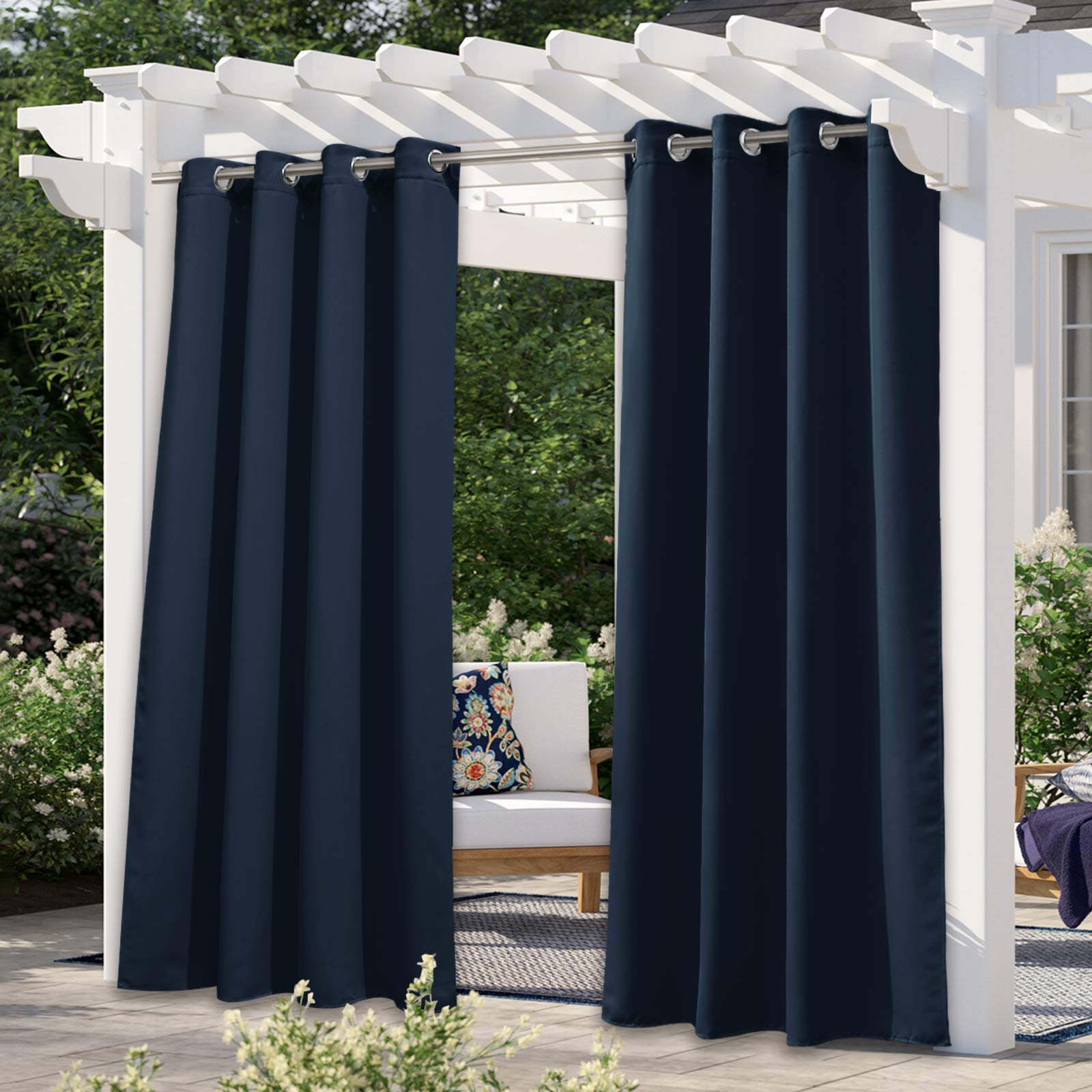 NICETOWN Outdoor Curtains for Patio Waterproof 95" L, Blackout Gazebo Curtain for Pergola/Porch Weatherproof, UV & Privacy Protection Outside Drape, 52" Wide, 1 Panel, Biscotti Beige