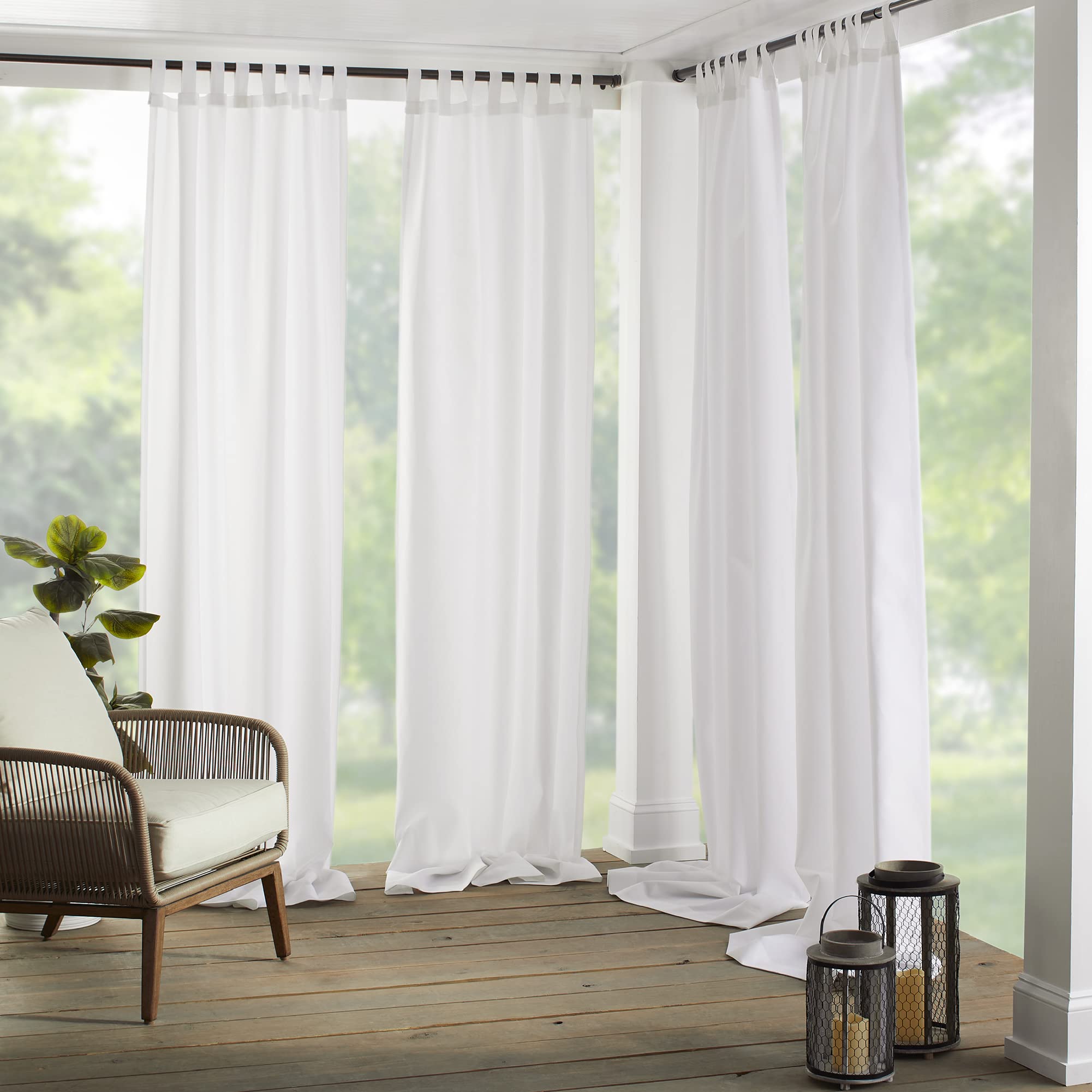 Elrene Home Fashions Matine Weatherproof Tab-Top Indoor/Outdoor Solid Color Curtain Panel for Porch, Pergola, Patio, Deck, 52”W x 84”L, Red