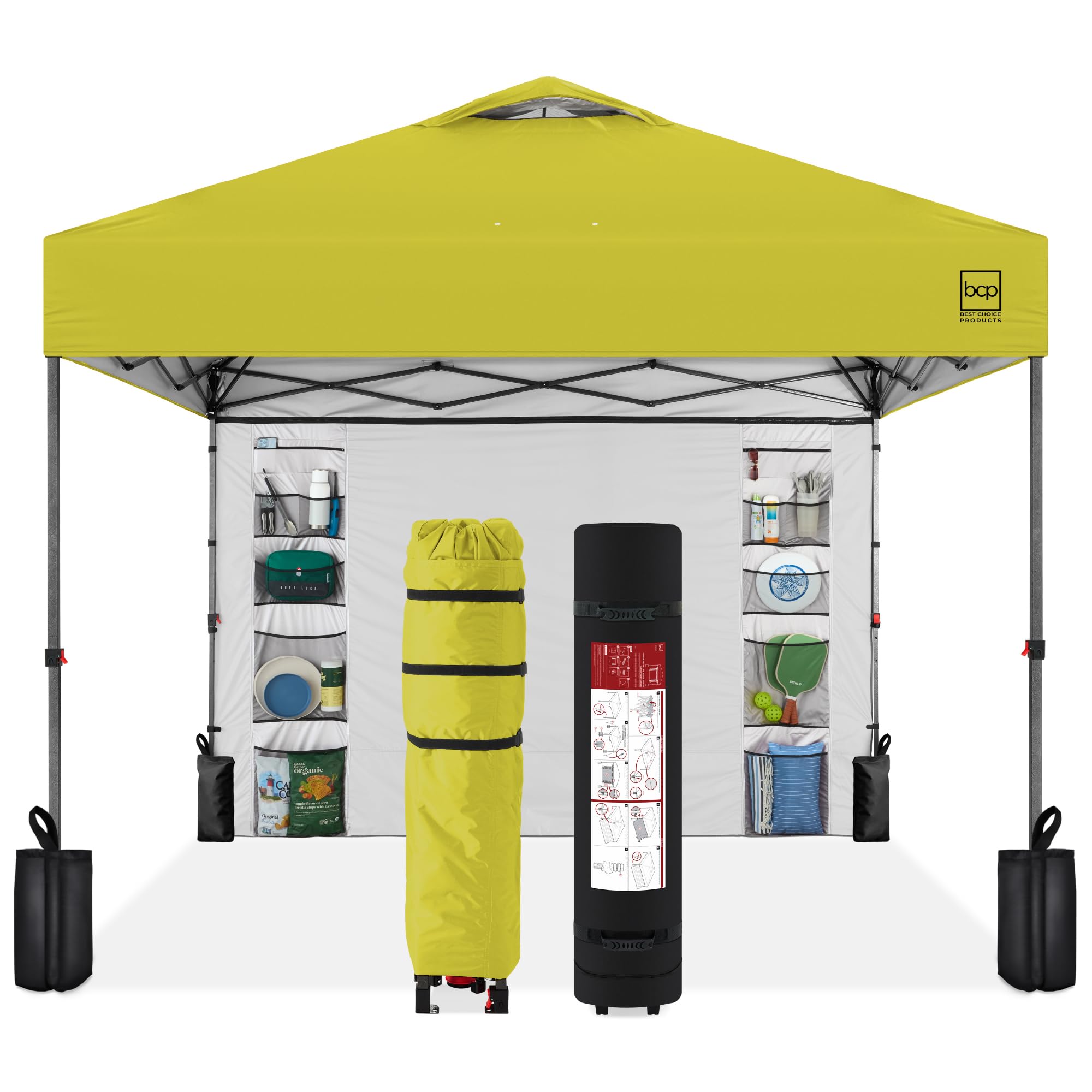 Best Choice Products 10x10ft Pop Up Canopy Tent, Outdoor Shade, 1 Person 1 Minute Set Up, Carry Case, 4 Weight Bags - White