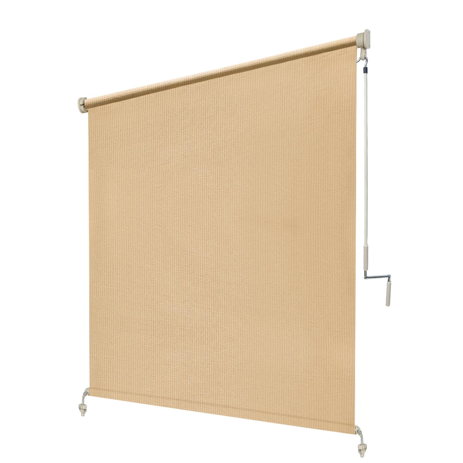 KANAGAWA Outdoor Roller Shade 8'X8' Mocha Exterior Cordless Patio Roll Up Shades for Outside Pergola Porch, Outdoor Blinds for Patio