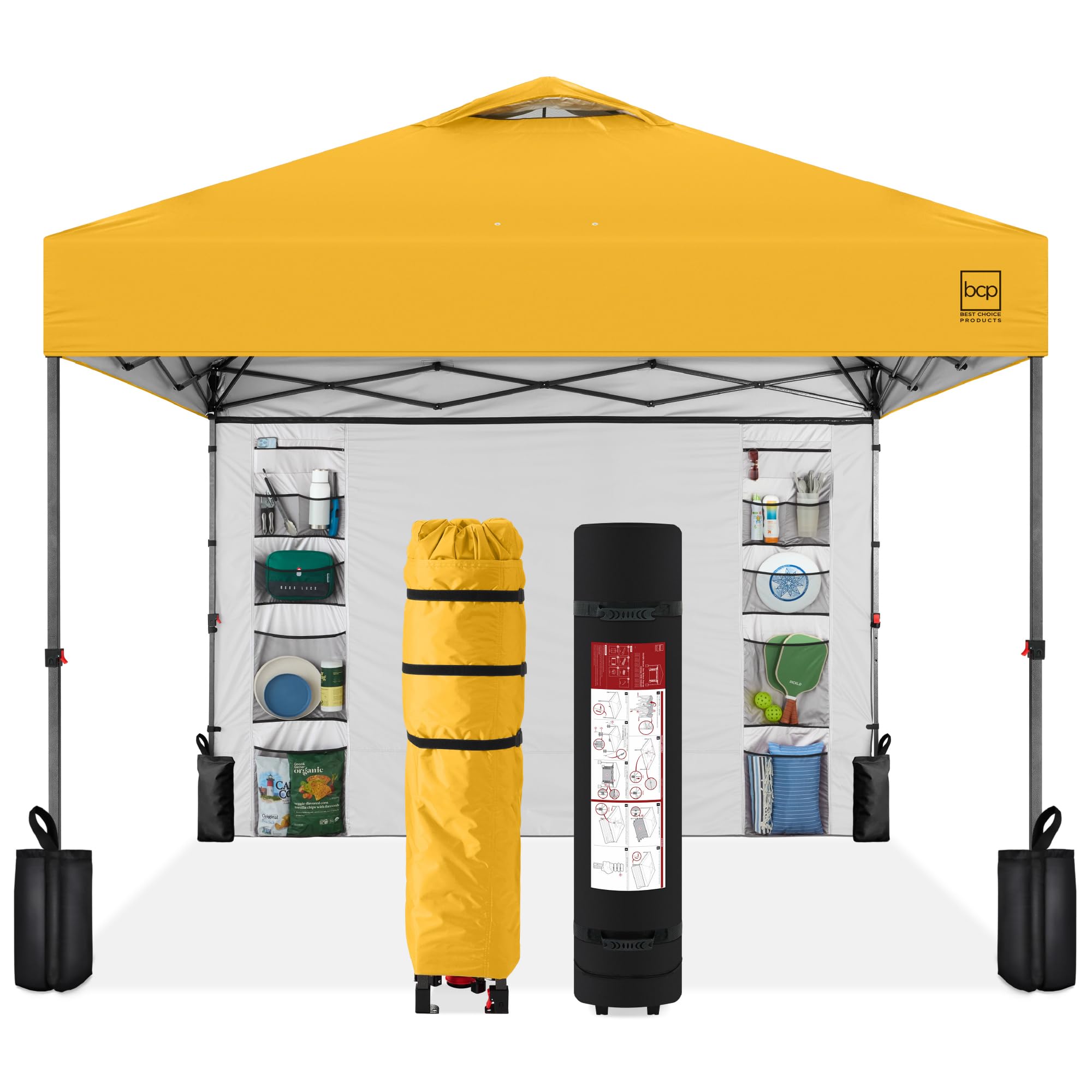 Best Choice Products 10x10ft Pop Up Canopy Tent, Outdoor Shade, 1 Person 1 Minute Set Up, Carry Case, 4 Weight Bags - White