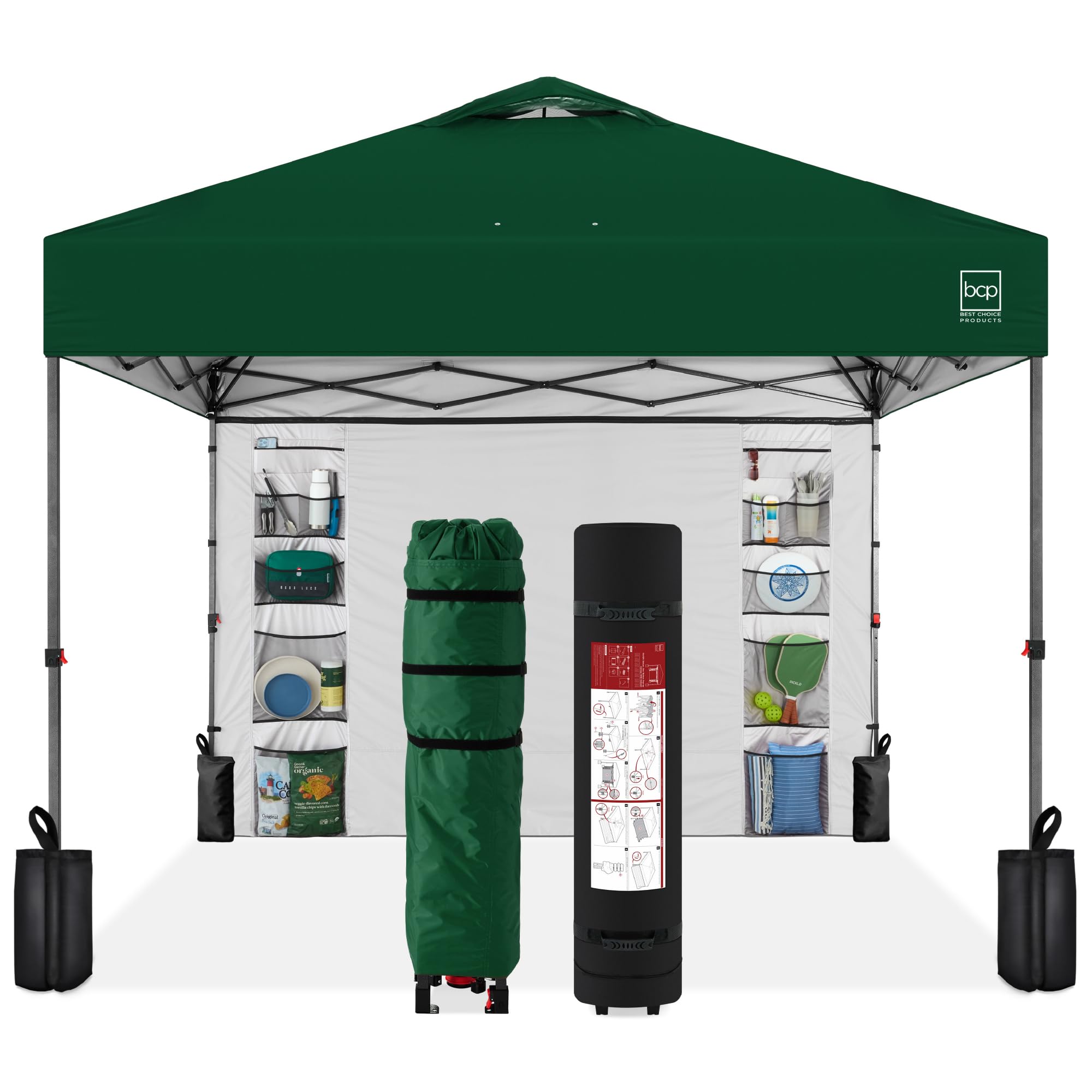 Best Choice Products 10x10ft Pop Up Canopy Tent, Outdoor Shade, 1 Person 1 Minute Set Up, Carry Case, 4 Weight Bags - White