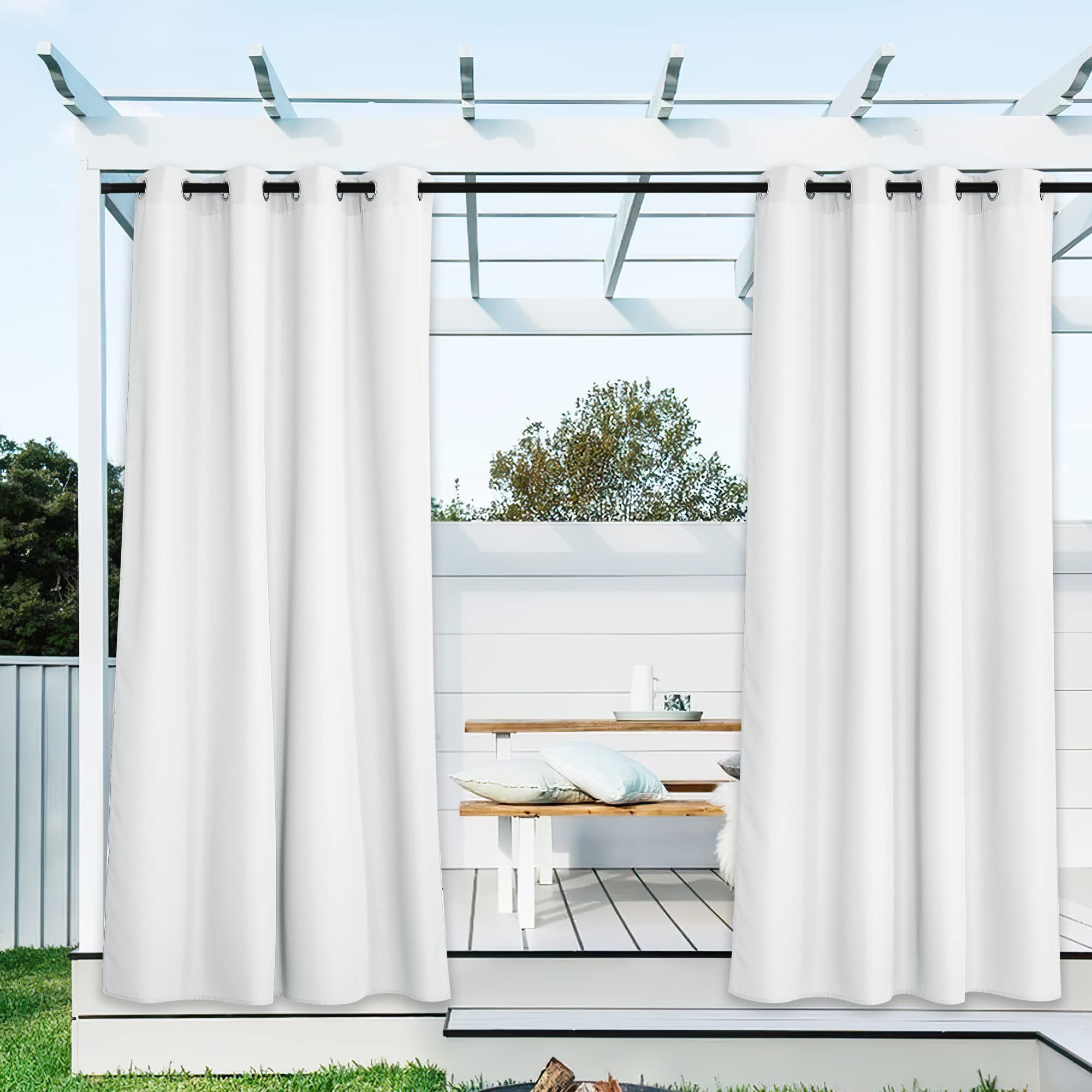 NICETOWN Outdoor Curtains for Patio Waterproof 95" L, Blackout Gazebo Curtain for Pergola/Porch Weatherproof, UV & Privacy Protection Outside Drape, 52" Wide, 1 Panel, Biscotti Beige