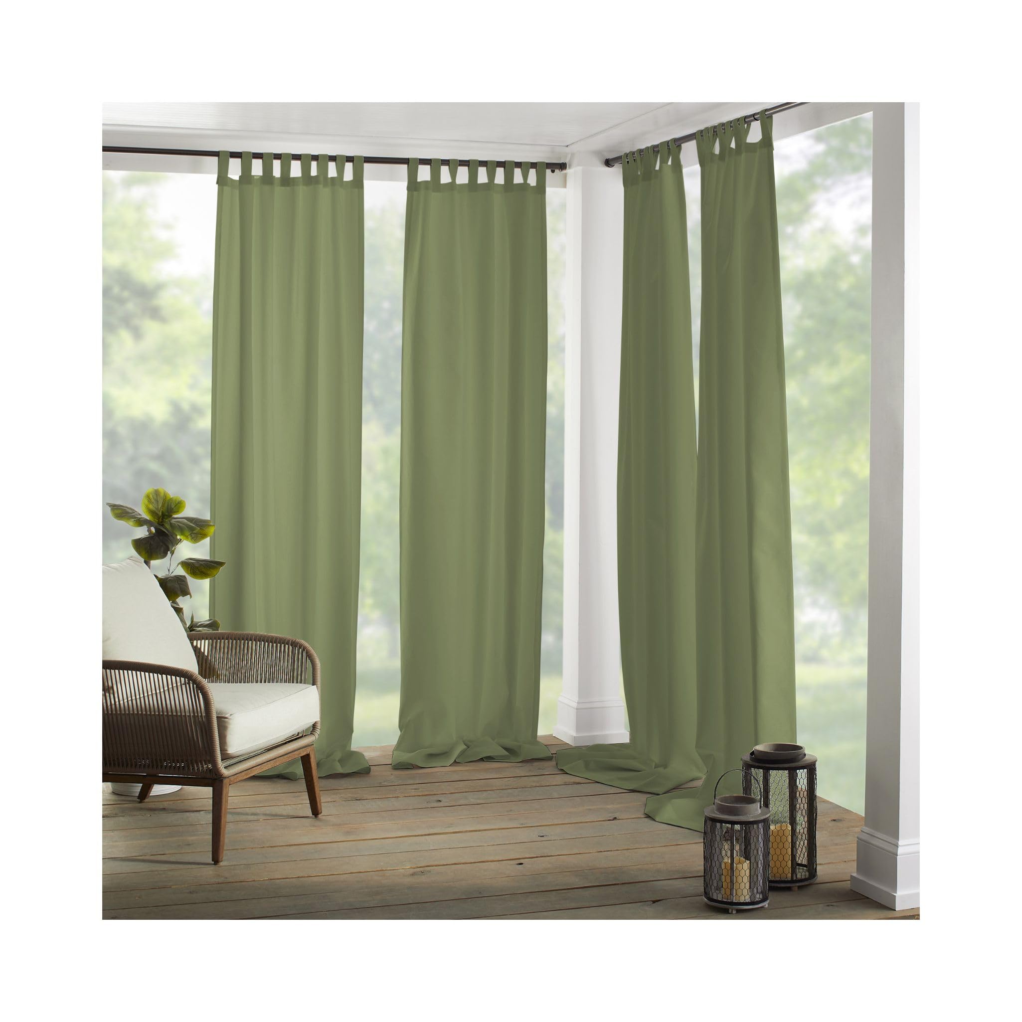 Elrene Home Fashions Matine Weatherproof Tab-Top Indoor/Outdoor Solid Color Curtain Panel for Porch, Pergola, Patio, Deck, 52”W x 84”L, Red