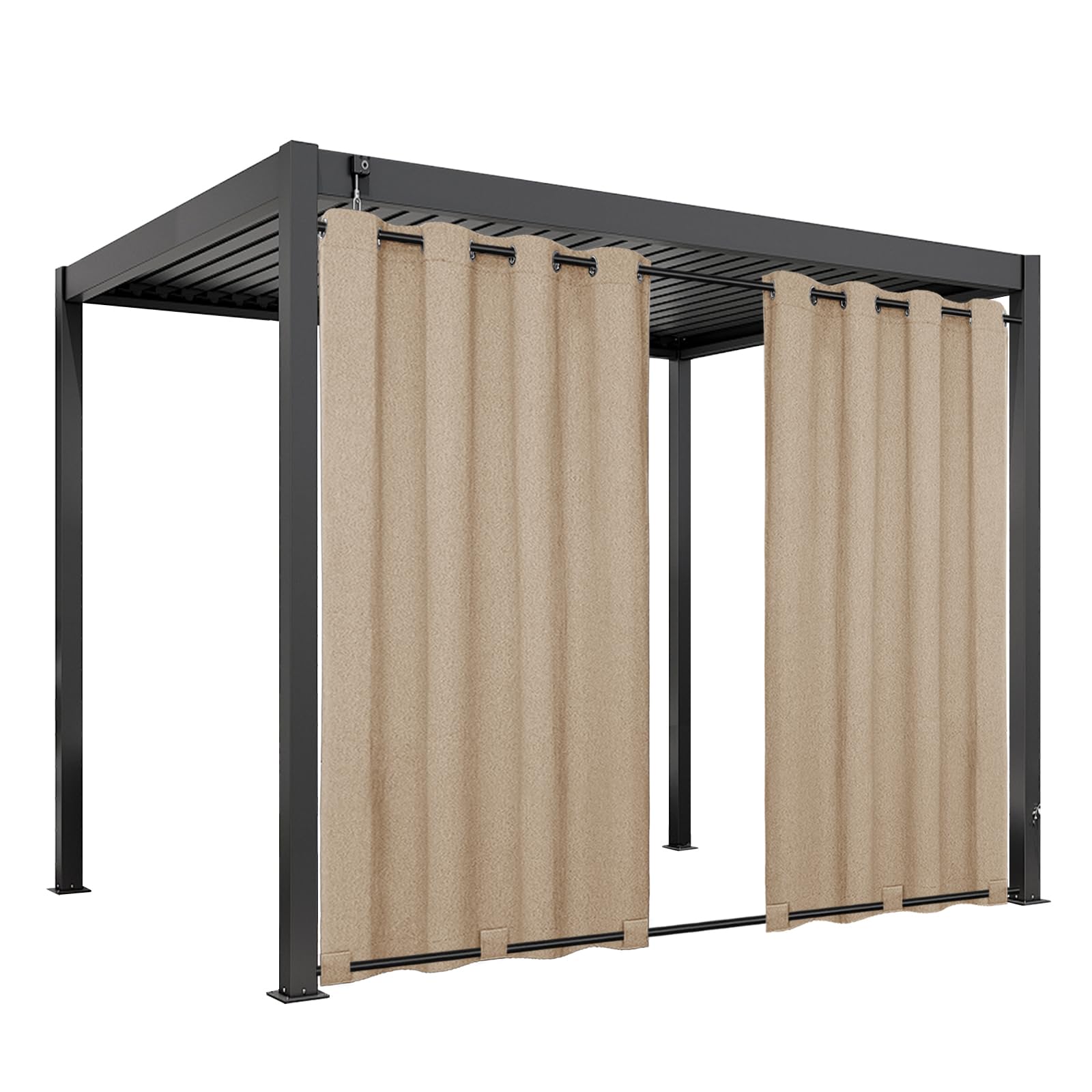 Easy-Going Linen Look Outdoor Curtains Waterproof Windproof Porch Curtains, Soft Thicken Outdoor Privacy Curtains for Patio, Gazebo, Grommet Top and Tab Bottom Drape, 1 Panel, 54x84 inch, White