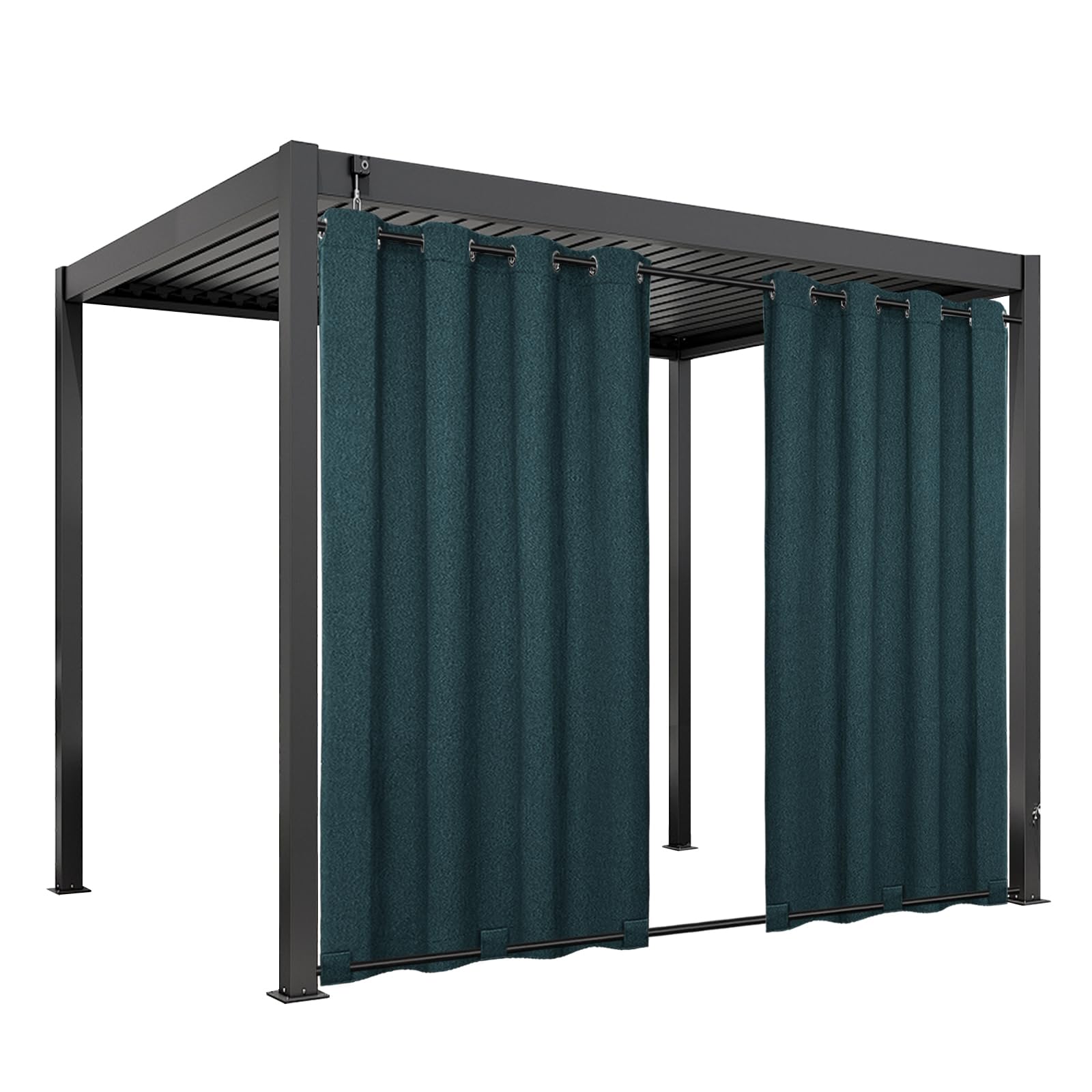 Easy-Going Linen Look Outdoor Curtains Waterproof Windproof Porch Curtains, Soft Thicken Outdoor Privacy Curtains for Patio, Gazebo, Grommet Top and Tab Bottom Drape, 1 Panel, 54x84 inch, White