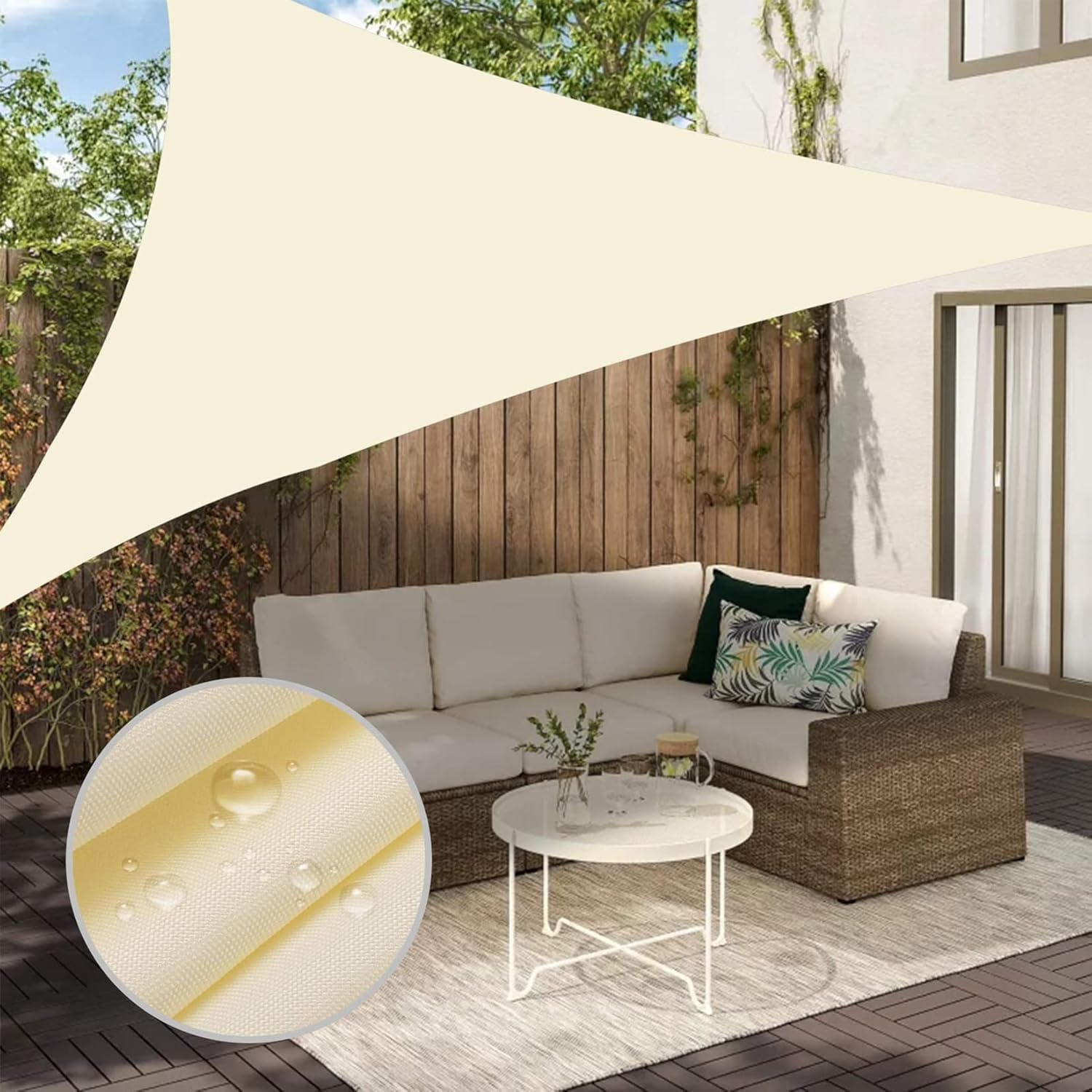 Waterproof Sun Shade Sail Canopy - Triangle Outdoor Cover for Backyard, Deck, Patio, Balcony - UV Resistant, Durable, 7.5x7.5x7.5m, Ideal for Garden and Pool