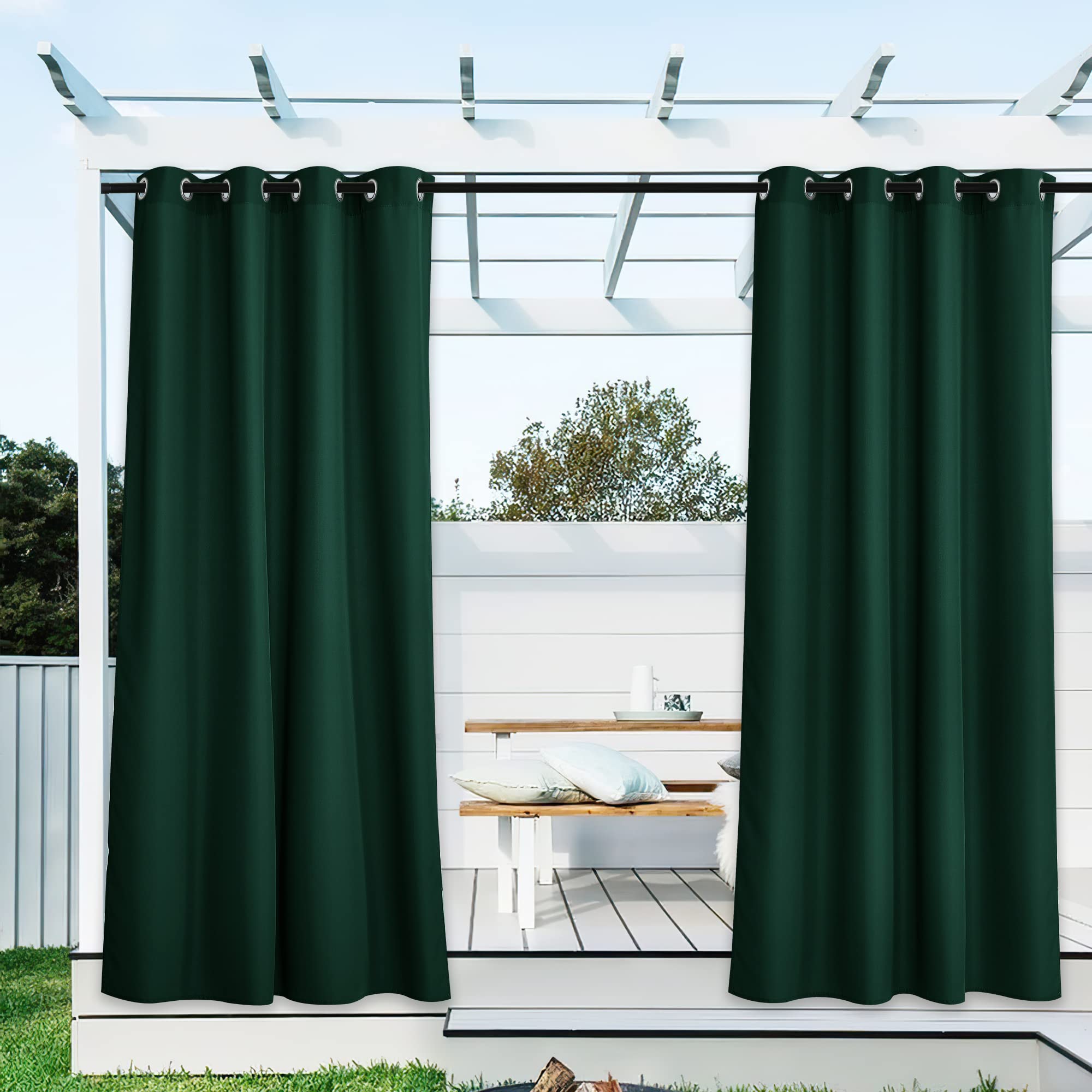 NICETOWN Outdoor Curtains for Patio Waterproof 95" L, Blackout Gazebo Curtain for Pergola/Porch Weatherproof, UV & Privacy Protection Outside Drape, 52" Wide, 1 Panel, Biscotti Beige