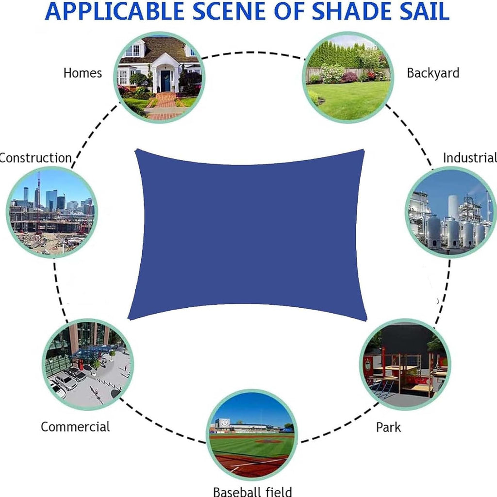 Heavy Duty UV Protection Curved Rectangle Sun Shade Sail Canopy – Waterproof Outdoor Awning for Patio, Deck, Pool, Garden, Pergola, Camping & Backyard Use