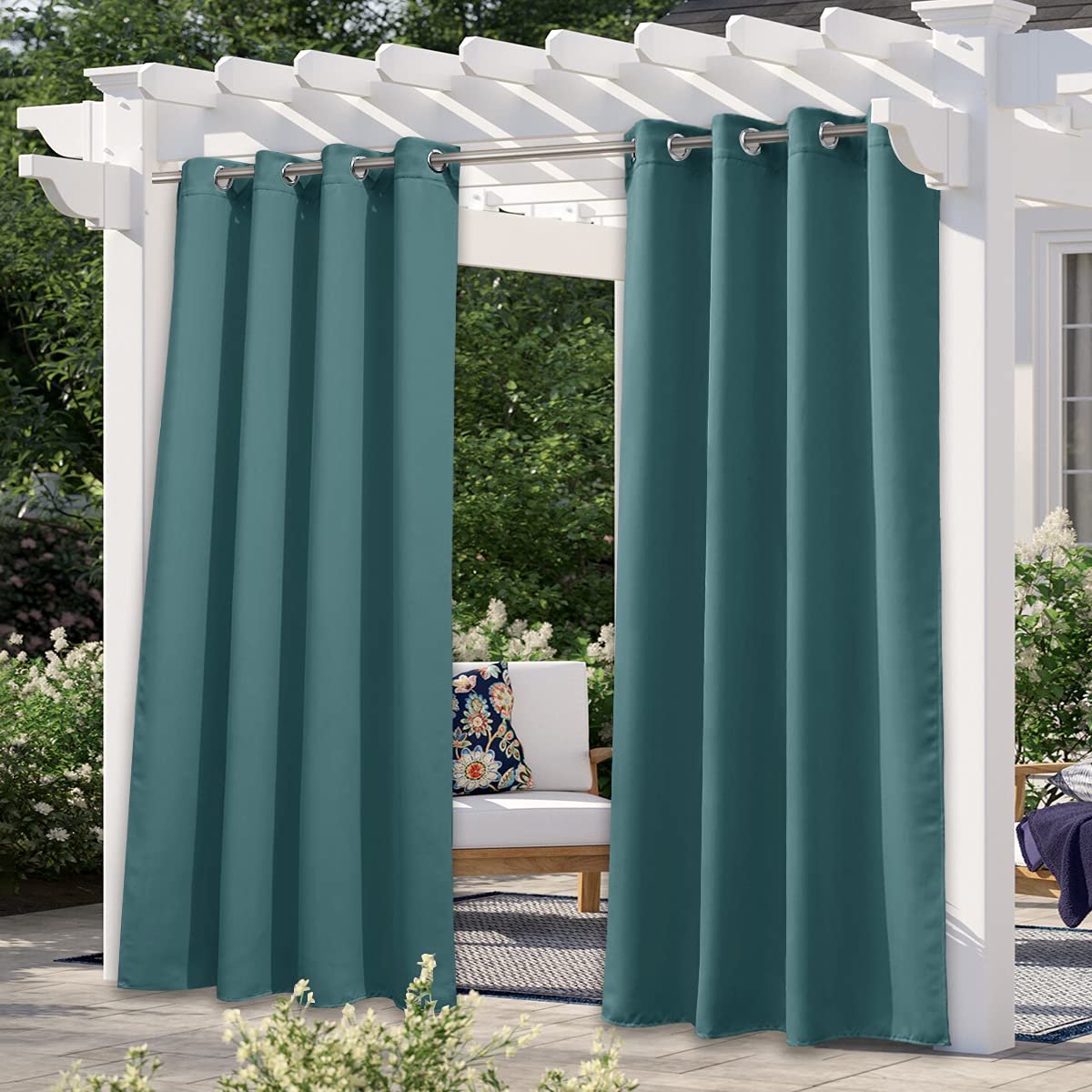 NICETOWN Outdoor Curtains for Patio Waterproof 95" L, Blackout Gazebo Curtain for Pergola/Porch Weatherproof, UV & Privacy Protection Outside Drape, 52" Wide, 1 Panel, Biscotti Beige