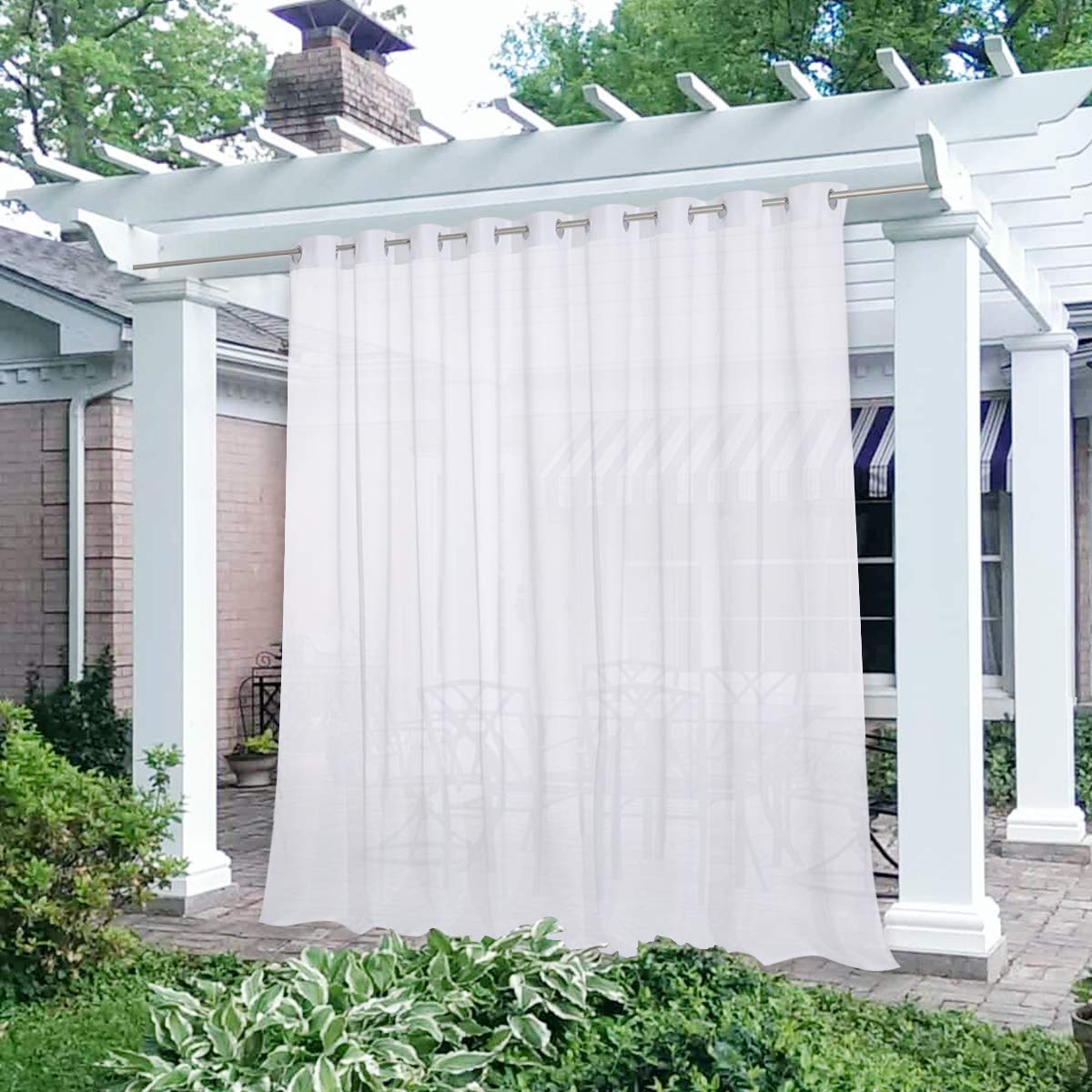 NICETOWN 2 Panels Voile Sheer Patio Outdoor Curtains 108" L Waterproof, Rustproof Grommet Light Filtering Indoor Outdoor Sheer Curtain Drapes for Cabana/Arbor, Ivory, W54 x L108