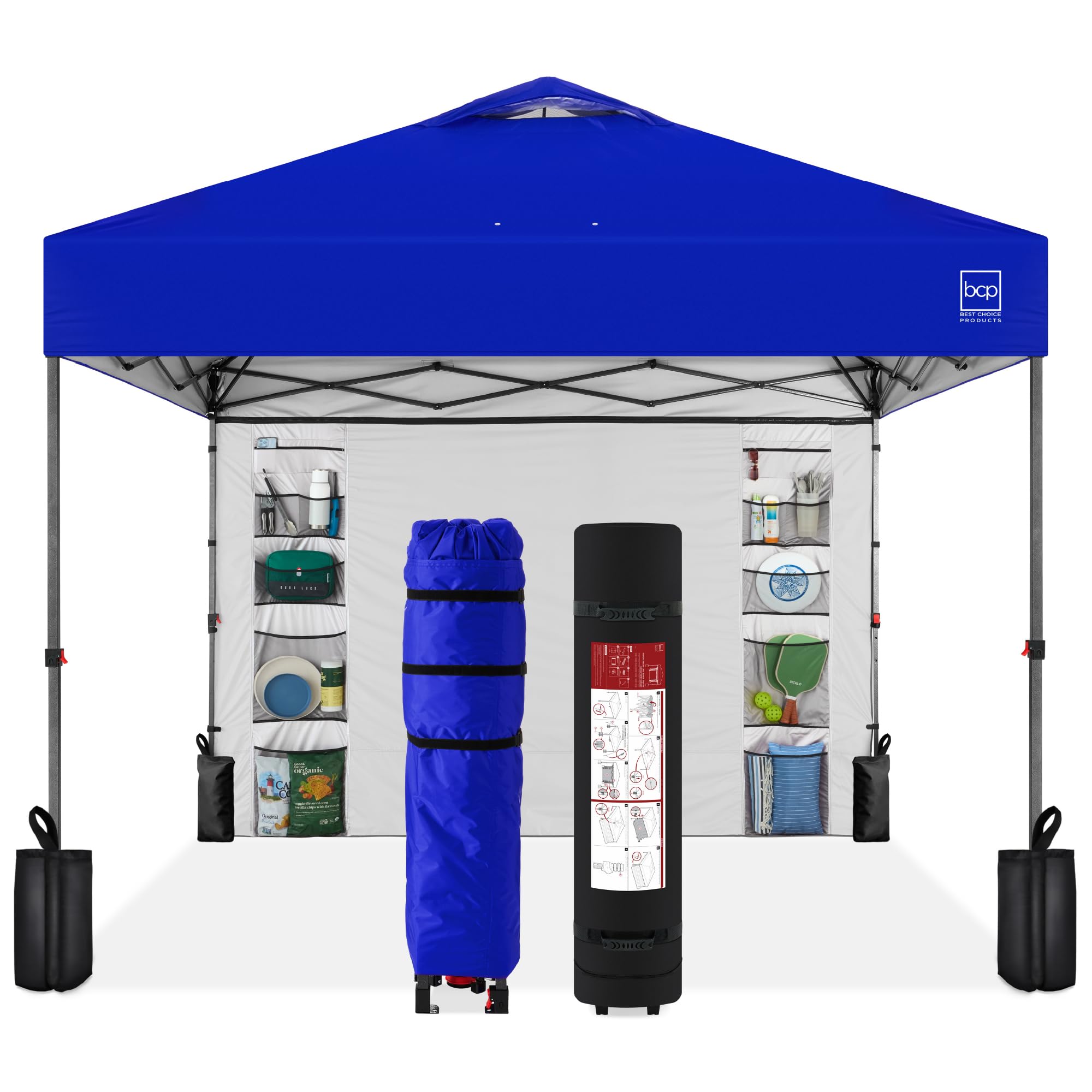 Best Choice Products 10x10ft Pop Up Canopy Tent, Outdoor Shade, 1 Person 1 Minute Set Up, Carry Case, 4 Weight Bags - White