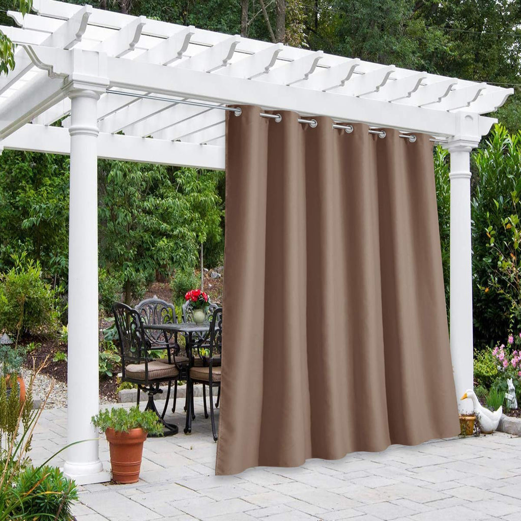 NICETOWN Outdoor Curtains for Patio Waterproof 95" L, Blackout Gazebo Curtain for Pergola/Porch Weatherproof, UV & Privacy Protection Outside Drape, 52" Wide, 1 Panel, Biscotti Beige