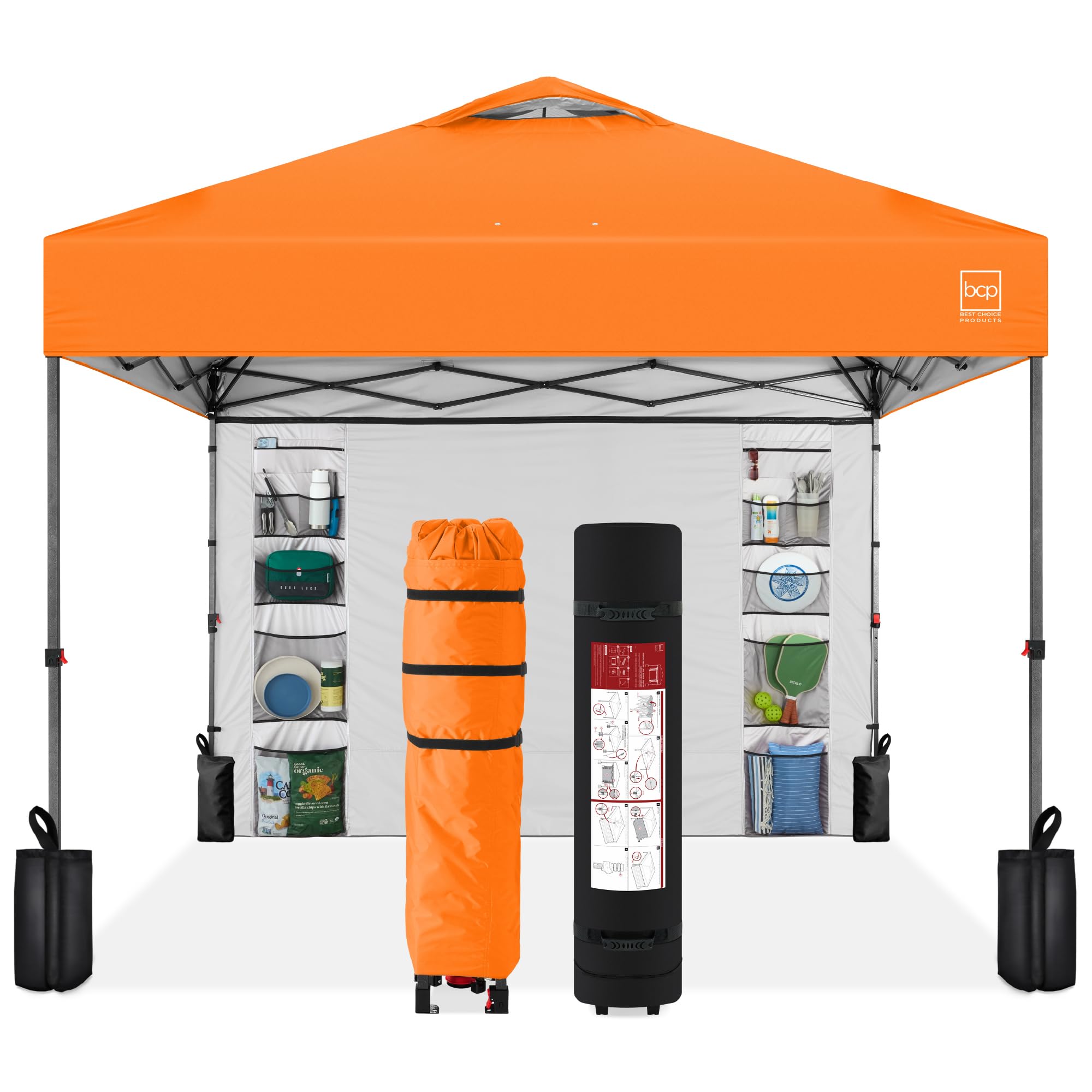 Best Choice Products 10x10ft Pop Up Canopy Tent, Outdoor Shade, 1 Person 1 Minute Set Up, Carry Case, 4 Weight Bags - White