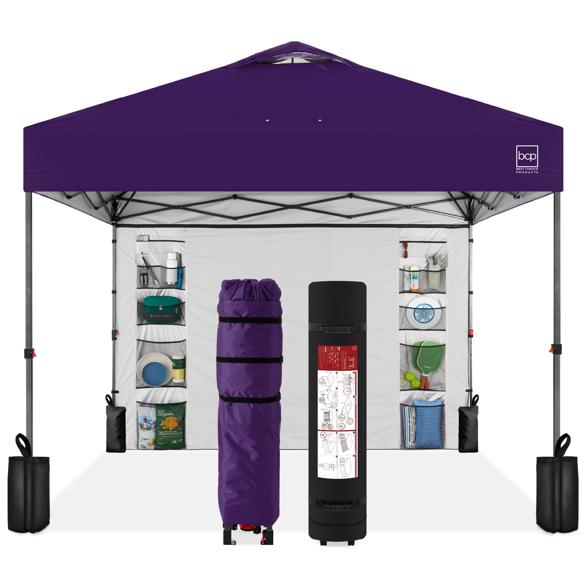 Best Choice Products 10x10ft Pop Up Canopy Tent, Outdoor Shade, 1 Person 1 Minute Set Up, Carry Case, 4 Weight Bags - White