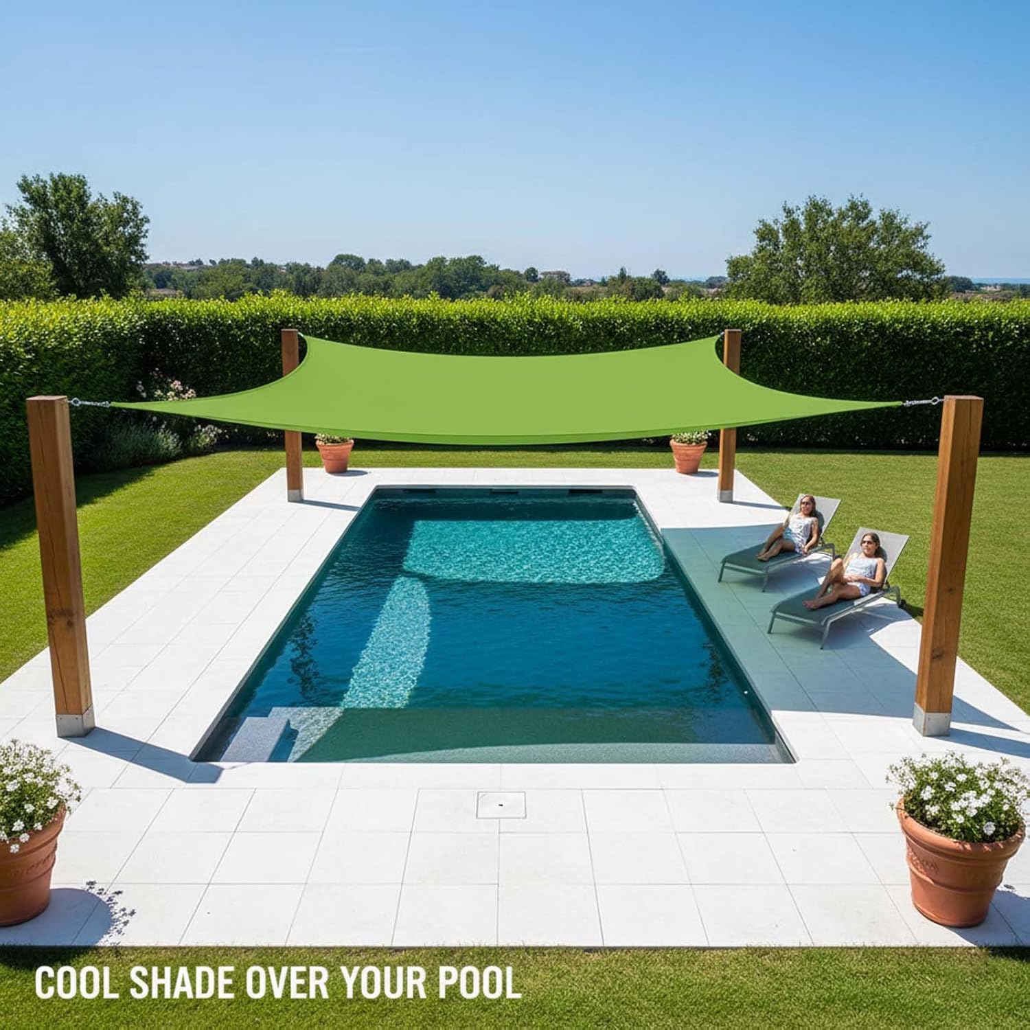HDPE Sun Shade Sail, Rectangular Waterproof Canopy, 90% Sun Blocking, Lightweight and Tear-Resistant Fabric, Ideal for Poolside, Garden, Patio, Balcony, Pergola, Playground
