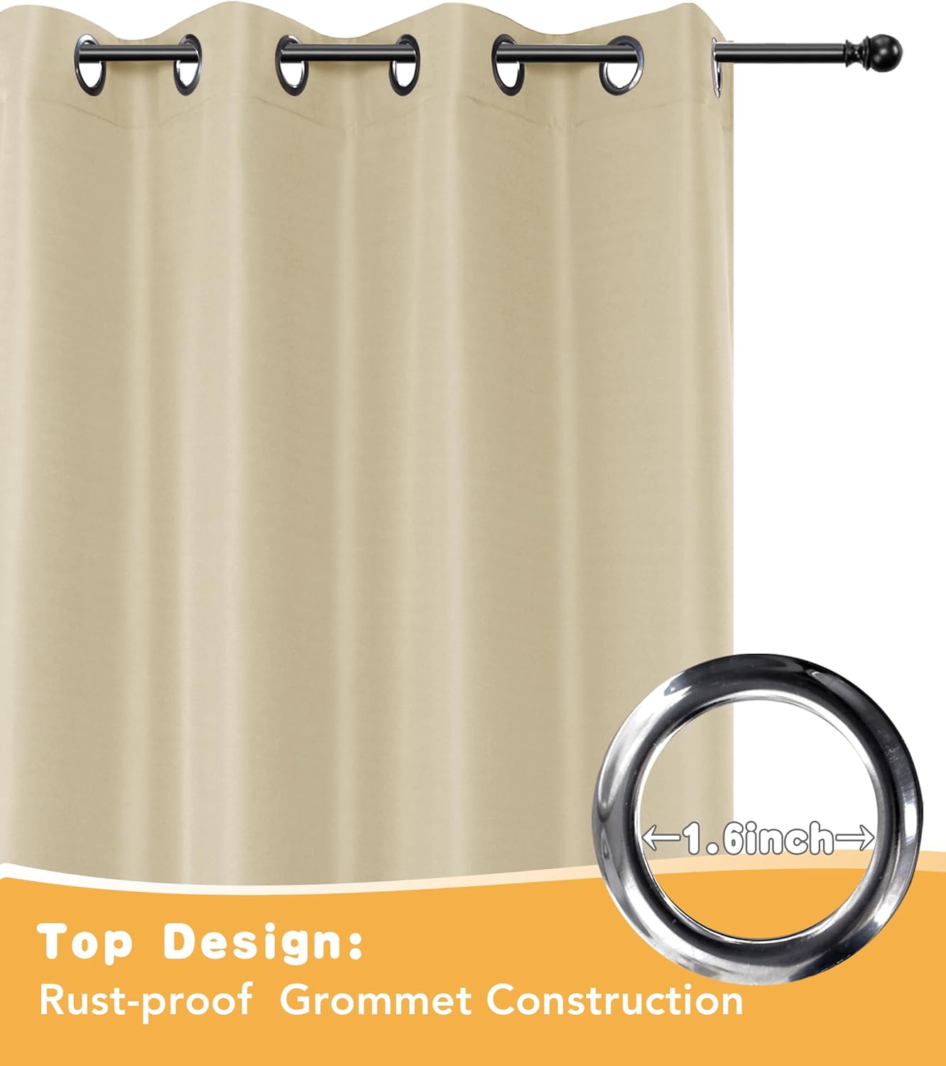 HolidayIdeas Outdoor Curtains for Patio Waterproof, 4 Panels - 54 x 84 Inch - Privacy Protection & Light Filtering Curtains Cream Grommet Outside Curtains for Porch, Gazebo, Pergola, Backyard