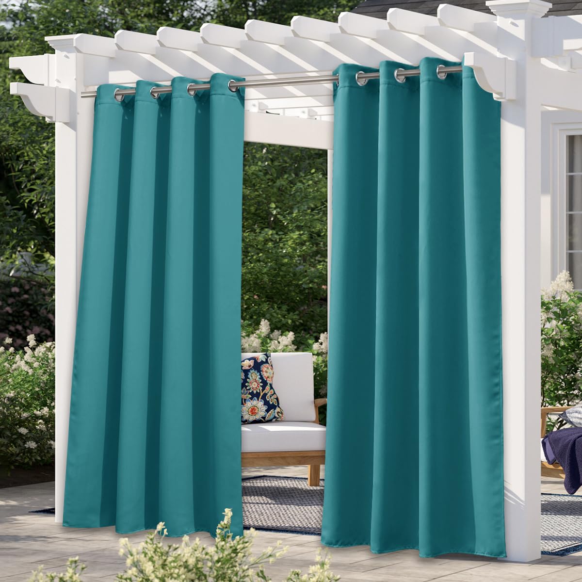 NICETOWN Outdoor Curtains for Patio Waterproof 95" L, Blackout Gazebo Curtain for Pergola/Porch Weatherproof, UV & Privacy Protection Outside Drape, 52" Wide, 1 Panel, Biscotti Beige