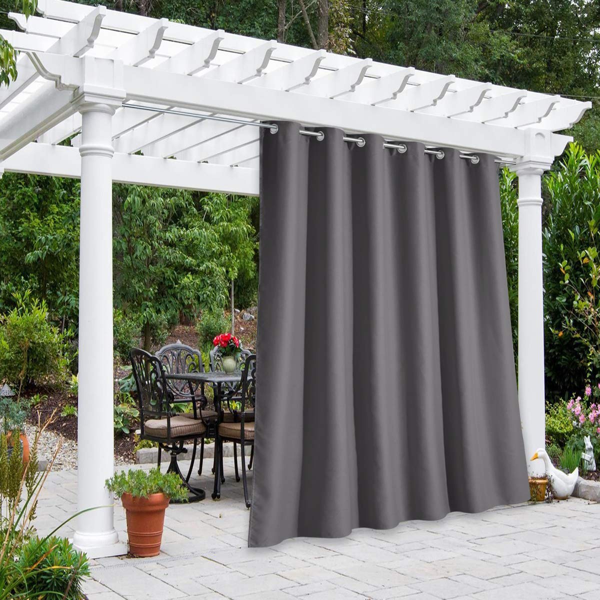 NICETOWN Outdoor Curtains for Patio Waterproof 95" L, Blackout Gazebo Curtain for Pergola/Porch Weatherproof, UV & Privacy Protection Outside Drape, 52" Wide, 1 Panel, Biscotti Beige