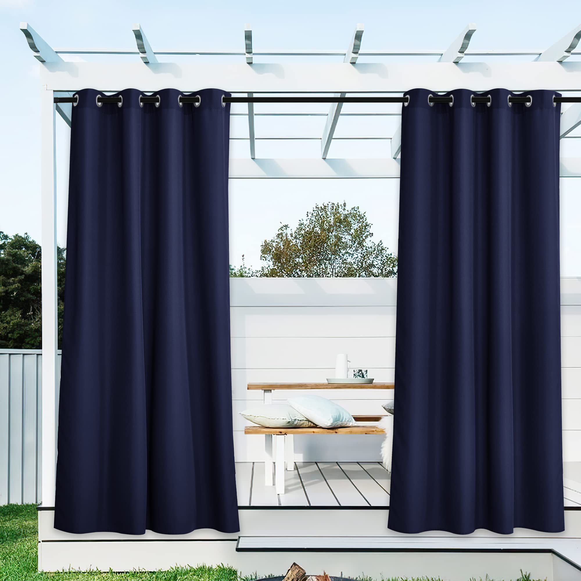 NICETOWN Outdoor Curtains for Patio Waterproof 95" L, Blackout Gazebo Curtain for Pergola/Porch Weatherproof, UV & Privacy Protection Outside Drape, 52" Wide, 1 Panel, Biscotti Beige