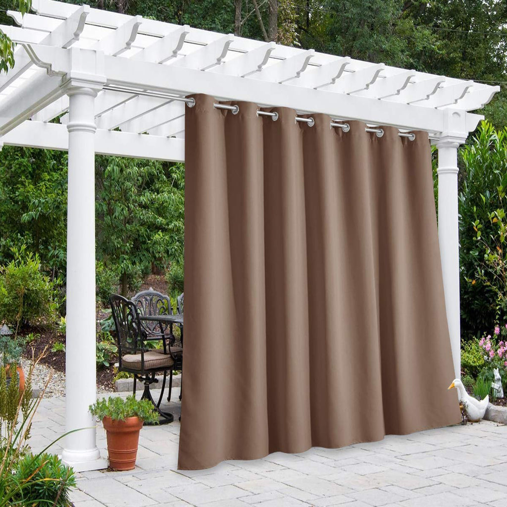NICETOWN Outdoor Curtains for Patio Waterproof 95" L, Blackout Gazebo Curtain for Pergola/Porch Weatherproof, UV & Privacy Protection Outside Drape, 52" Wide, 1 Panel, Biscotti Beige