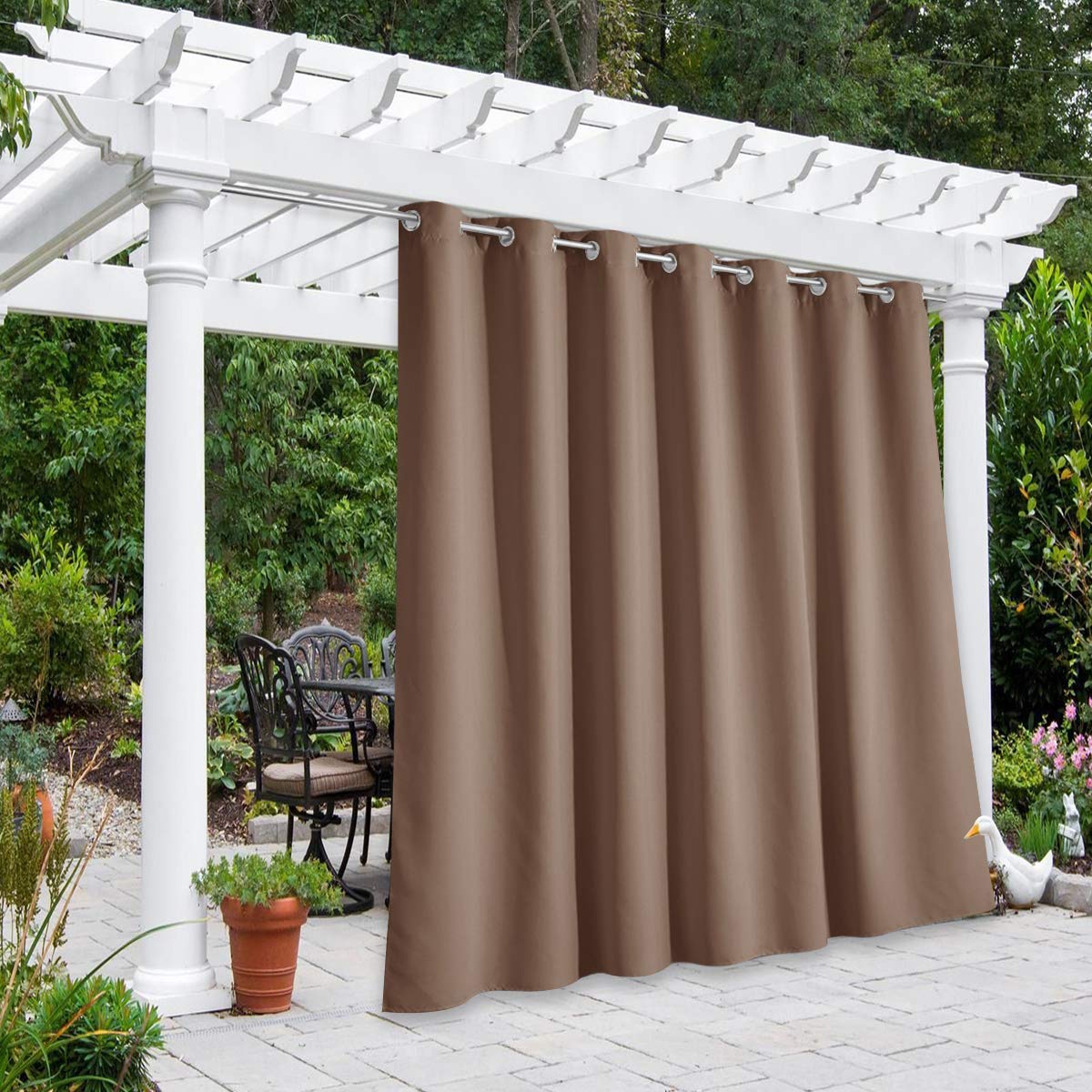 NICETOWN Outdoor Curtains for Patio Waterproof 95" L, Blackout Gazebo Curtain for Pergola/Porch Weatherproof, UV & Privacy Protection Outside Drape, 52" Wide, 1 Panel, Biscotti Beige