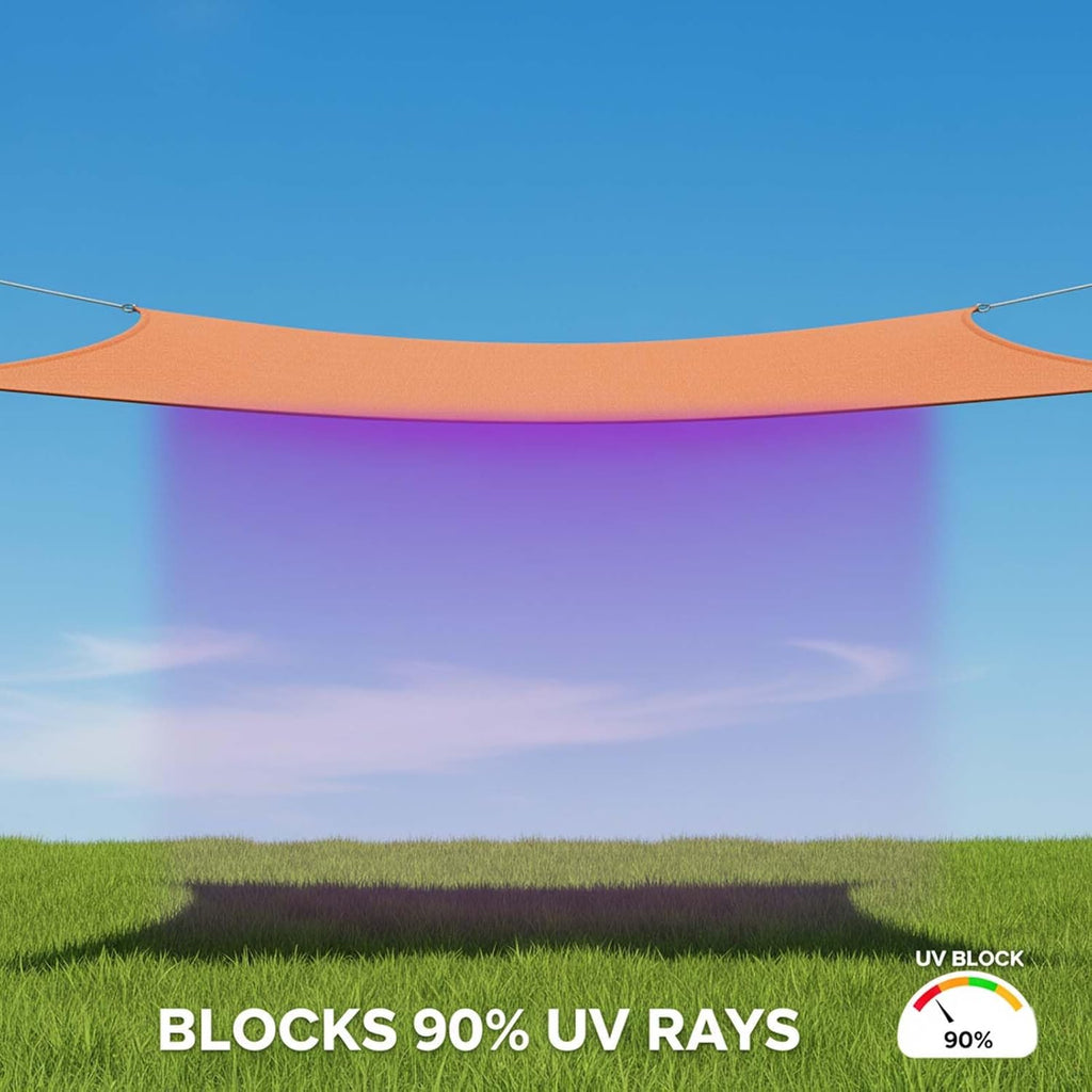 Waterproof HDPE Rectangular Sun Shade Sail, 90% UV Protection Shade Canopy, Lightweight and Tear-Resistant Fabric Shade Cloth, Perfect for Patio, Garden, Balcony, Pergola, Poolside
