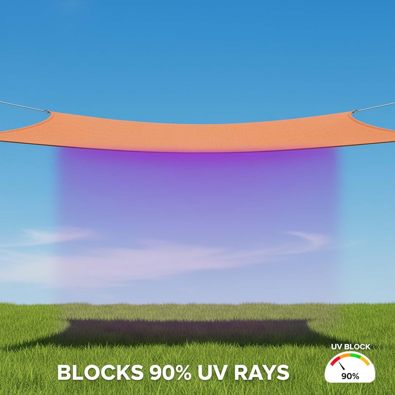 Waterproof HDPE Rectangular Sun Shade Sail, 90% UV Protection Shade Canopy, Lightweight and Tear-Resistant Fabric Shade Cloth, Perfect for Patio, Garden, Balcony, Pergola, Poolside