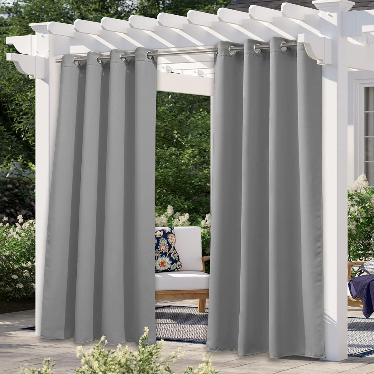 NICETOWN Outdoor Curtains for Patio Waterproof 95" L, Blackout Gazebo Curtain for Pergola/Porch Weatherproof, UV & Privacy Protection Outside Drape, 52" Wide, 1 Panel, Biscotti Beige
