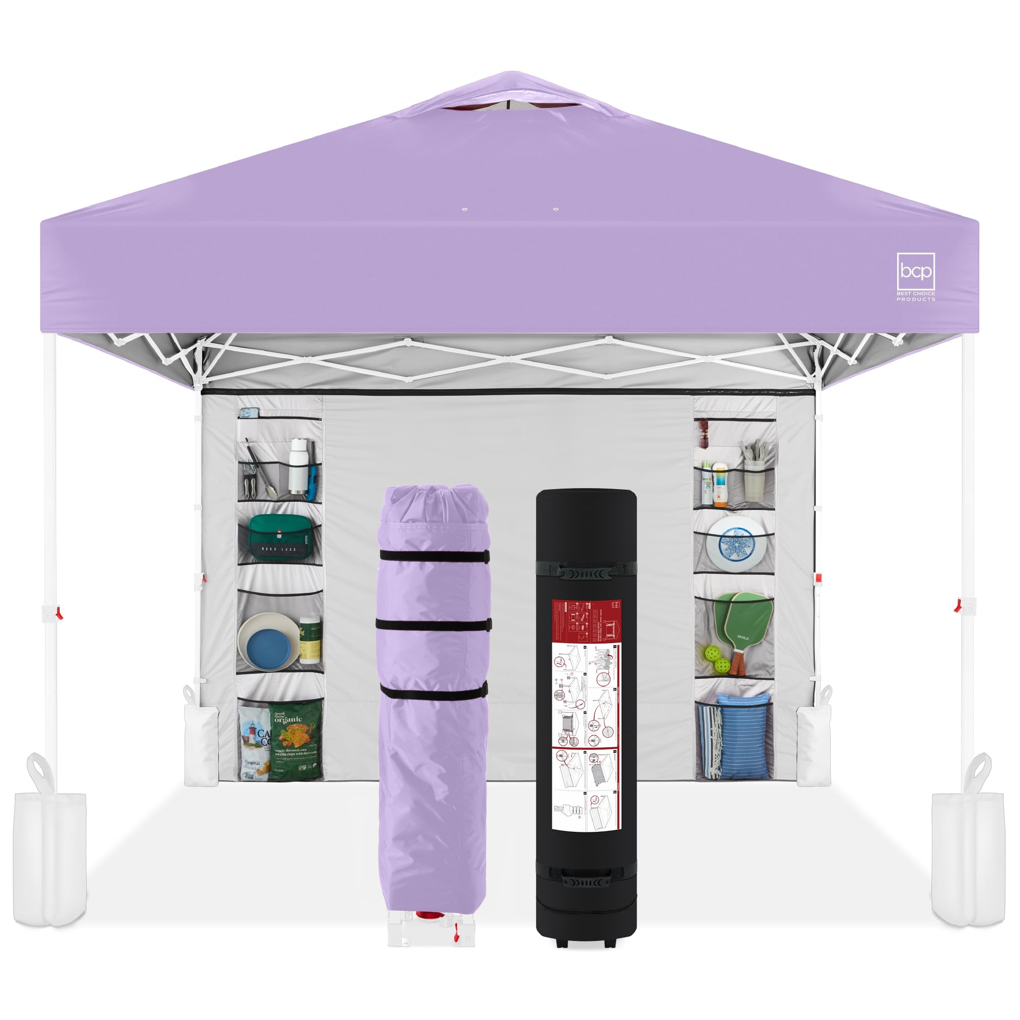Best Choice Products 10x10ft Pop Up Canopy Tent, Outdoor Shade, 1 Person 1 Minute Set Up, Carry Case, 4 Weight Bags - White
