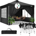 COBIZI Canopy 10x20 Pop Up Canopy Tent with 6 Sidewalls, One Push Party Tents for Parties Outdoor Wedding Waterproof Gazebo Commercial Event Tent with Sandbags, Black