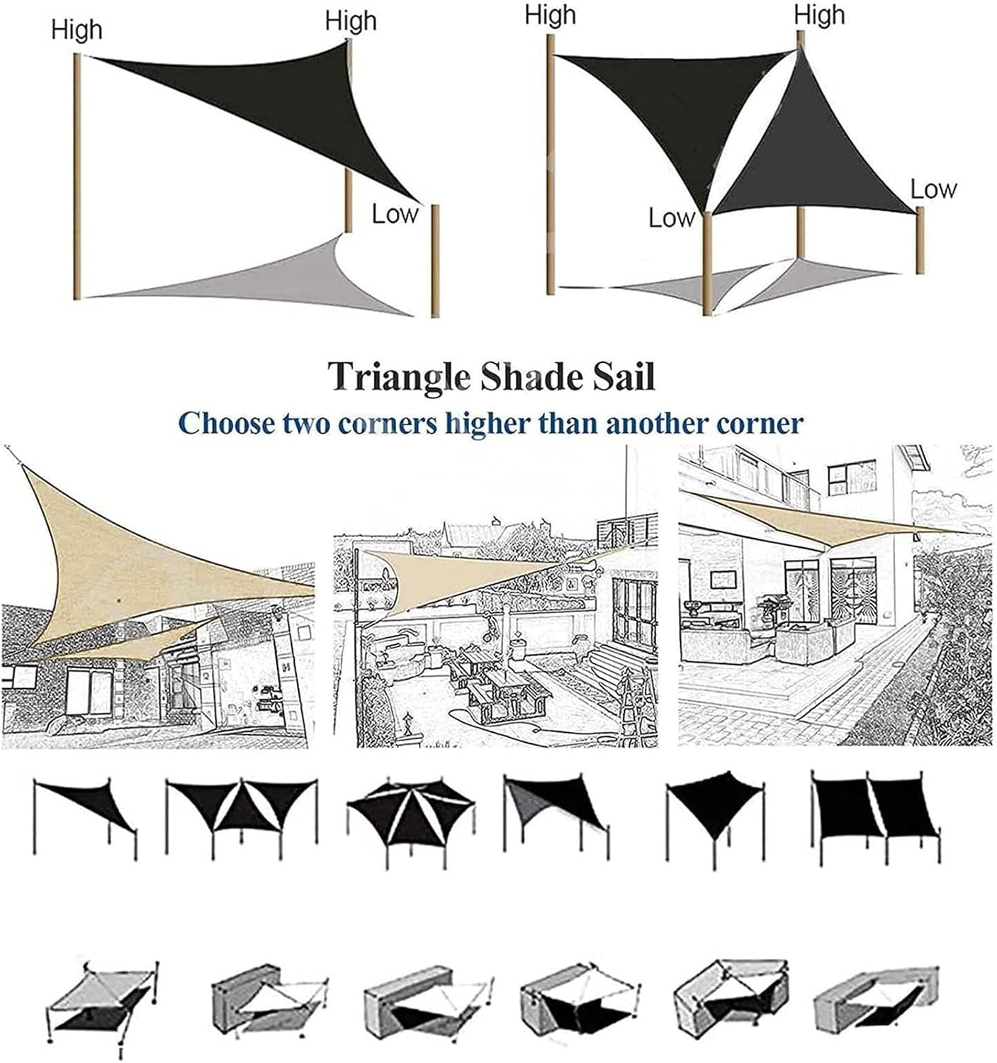 Waterproof Sun Shade Sail Canopy, Triangle Outdoor Cover for Patio, Deck, Backyard & Balcony, UV Resistant, Water-Repellent, Red Wine, 8.6x8.6x8.6m