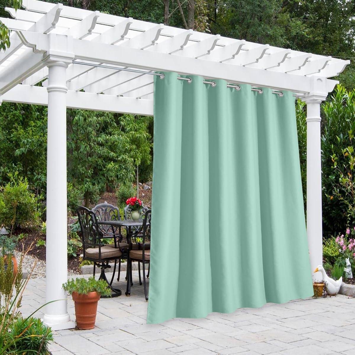 NICETOWN Outdoor Curtains for Patio Waterproof 95" L, Blackout Gazebo Curtain for Pergola/Porch Weatherproof, UV & Privacy Protection Outside Drape, 52" Wide, 1 Panel, Biscotti Beige