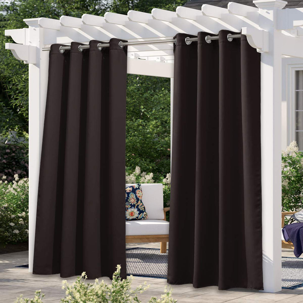 NICETOWN Outdoor Curtains for Patio Waterproof 95" L, Blackout Gazebo Curtain for Pergola/Porch Weatherproof, UV & Privacy Protection Outside Drape, 52" Wide, 1 Panel, Biscotti Beige